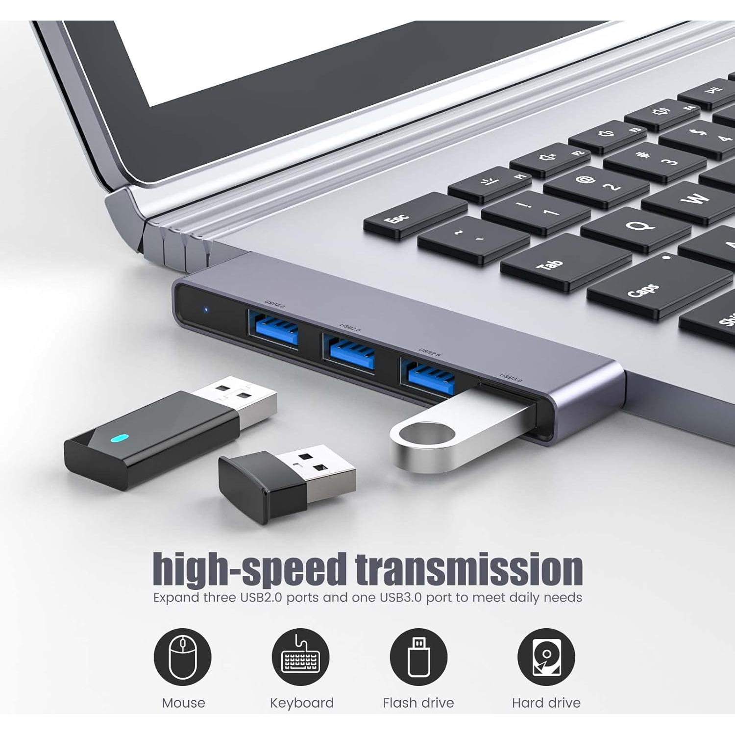 Hub USB Fidioto 4 Puertos 1x3.0 y 3x2.0 para Laptop