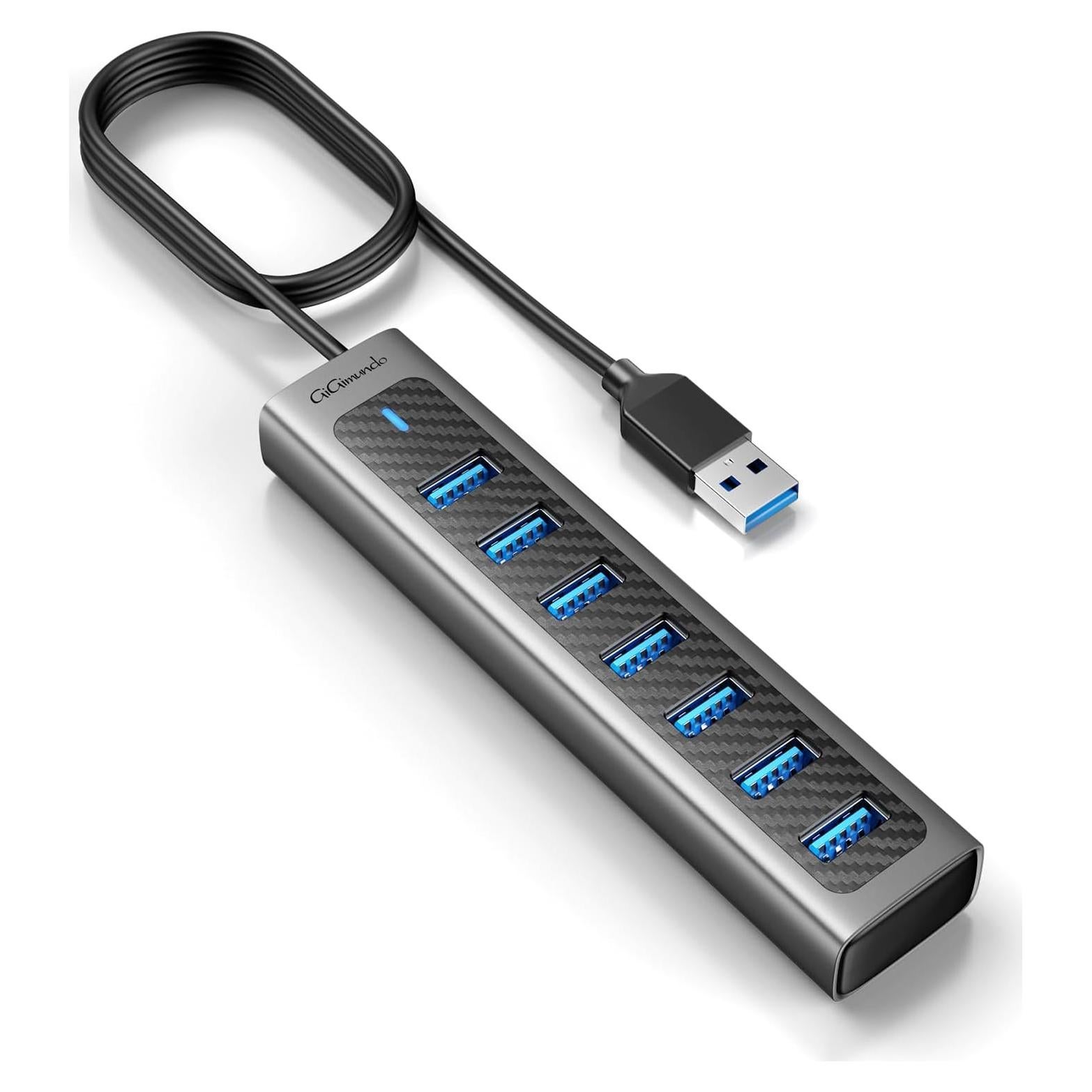 Hub USB 3.0 GiGimundo GM7U 7 Puertos 1 Metro Negro Gris