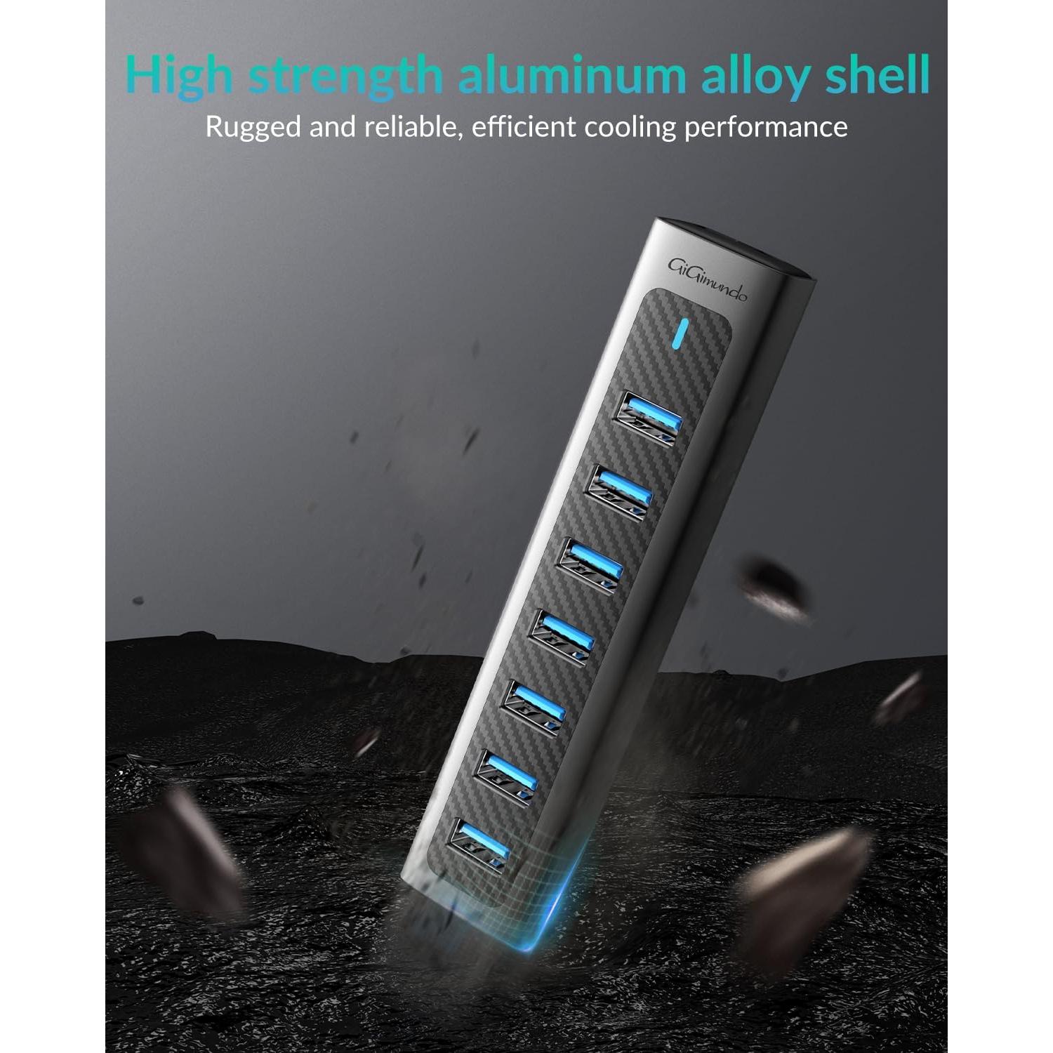 Hub USB 3.0 GiGimundo GM7U 7 Puertos 1 Metro Negro Gris