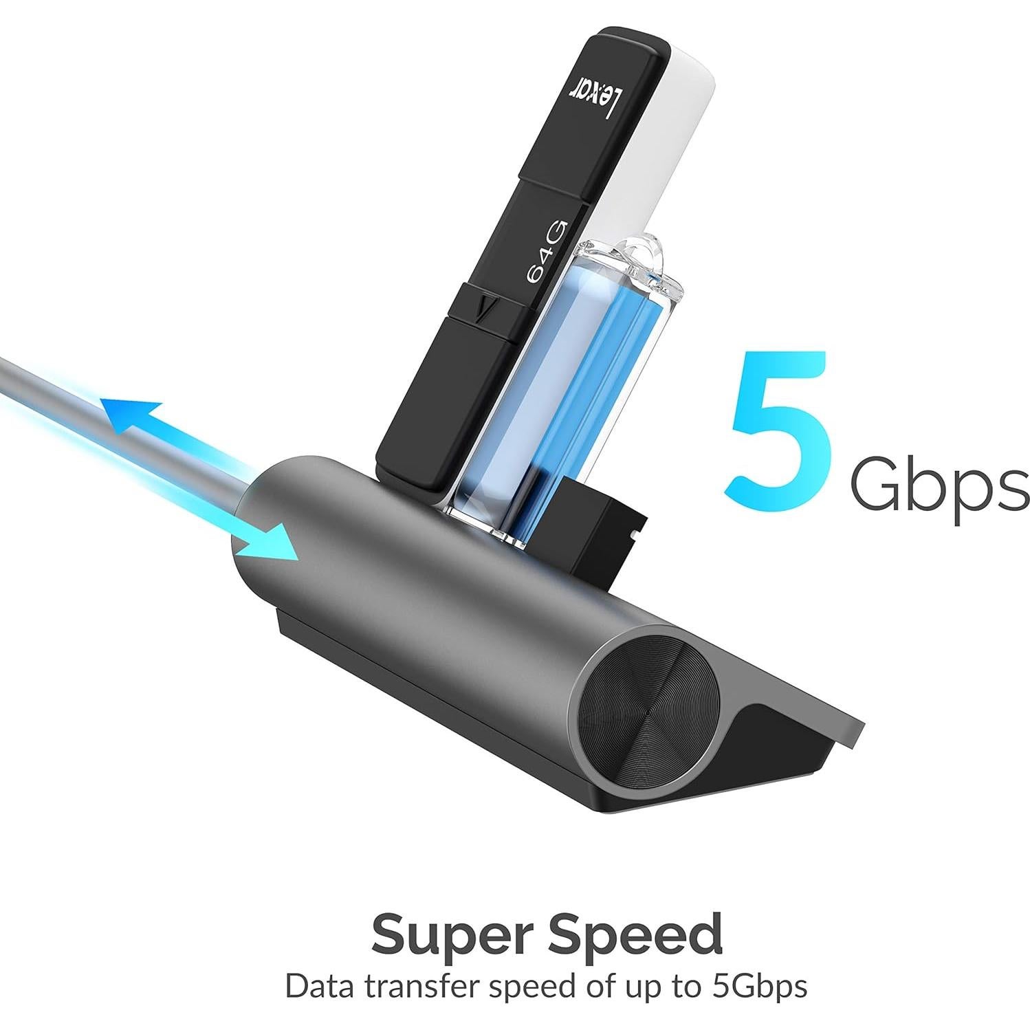 Hub USB-C 3.0 Sabrent 5-en-1 con Lector de Tarjetas SD