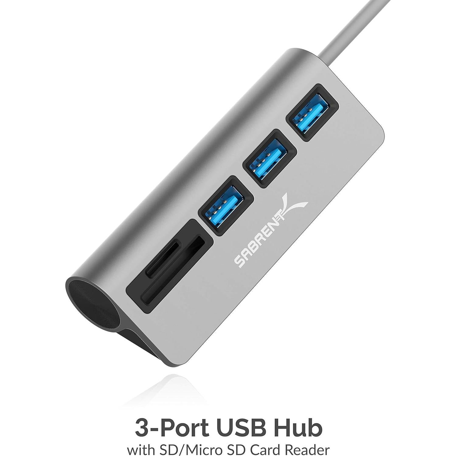 Hub USB-C 3.0 Sabrent 5-en-1 con Lector de Tarjetas SD
