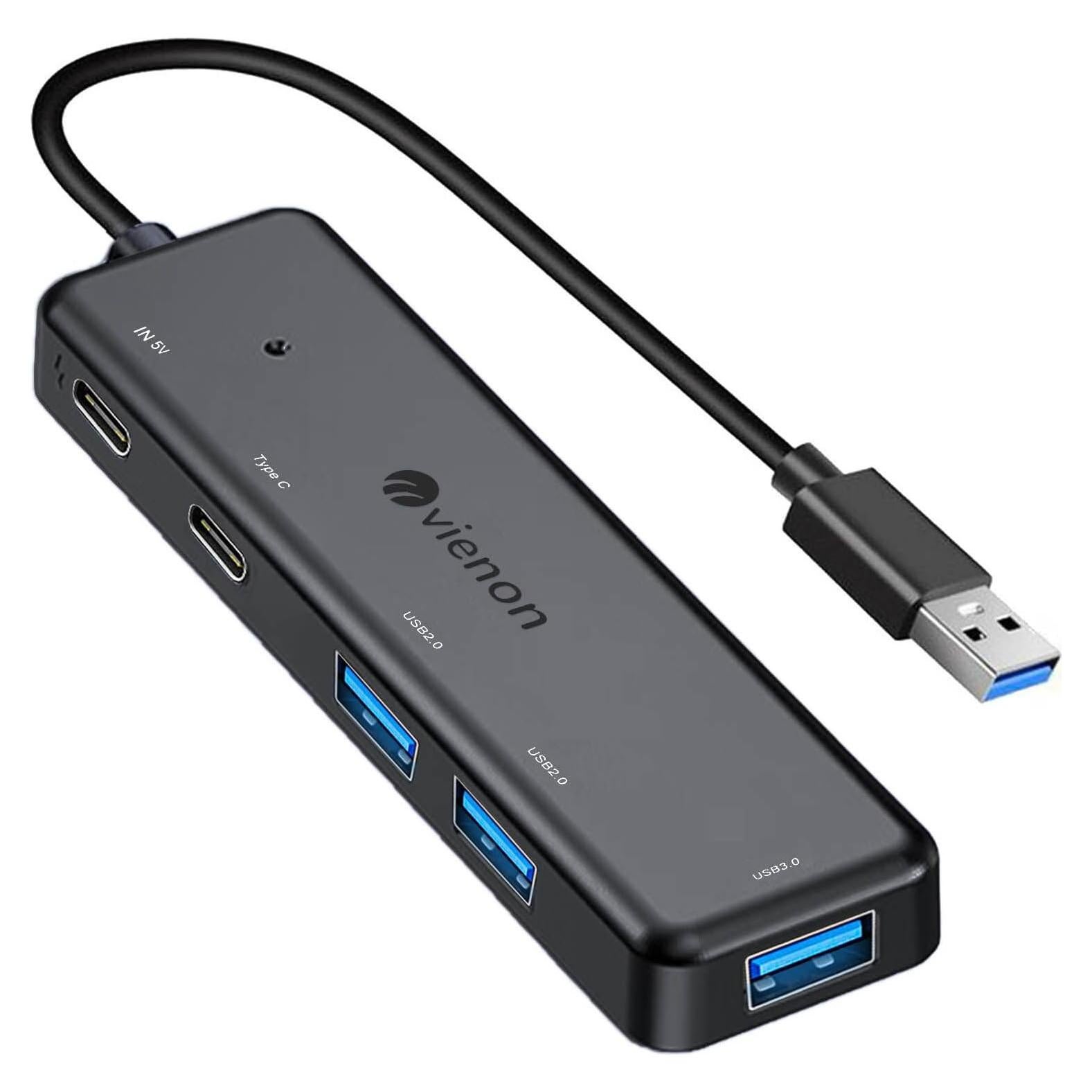 Hub USB 3.0 5 en 1 VIENON con Puertos USB C y Alimentación