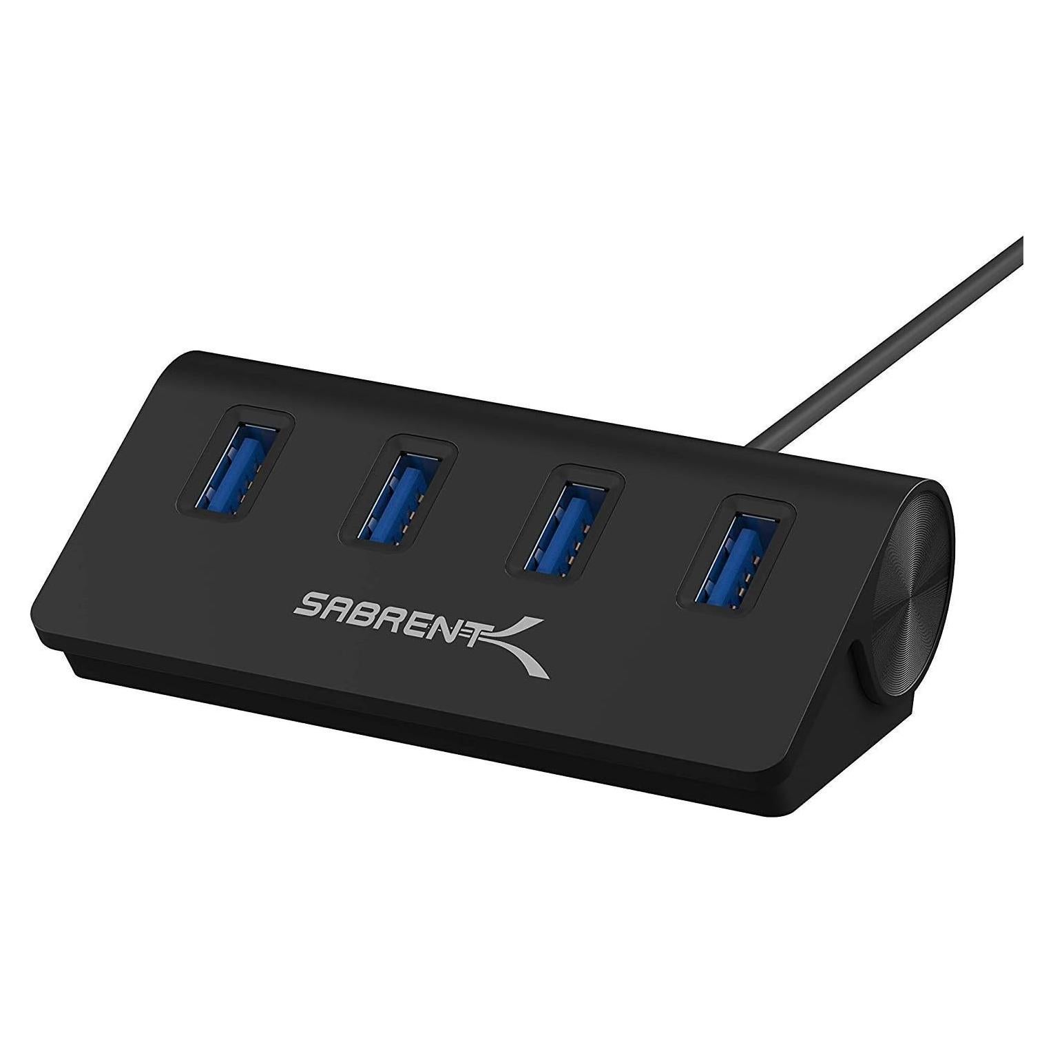 Hub USB 3.0 SABRENT 4 Puertos Aluminio Negro HB-MC3B