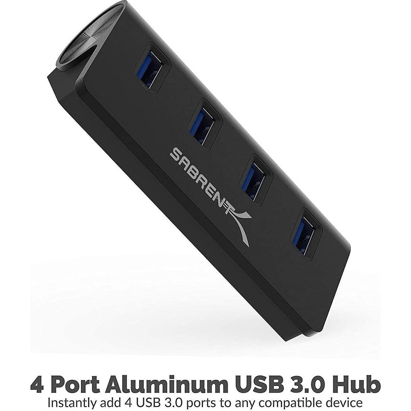 Hub USB 3.0 SABRENT 4 Puertos Aluminio Negro HB-MC3B