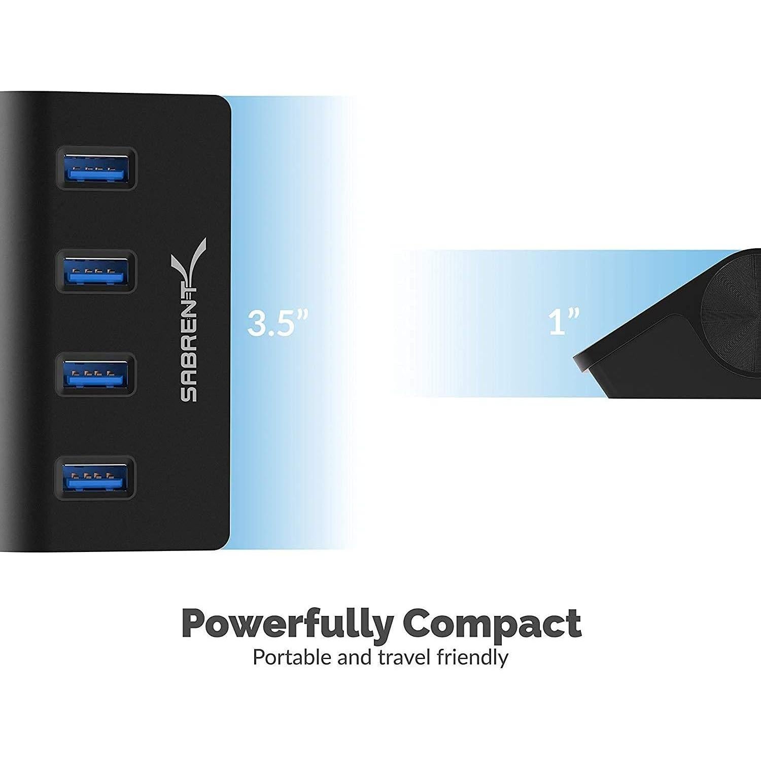 Hub USB 3.0 SABRENT 4 Puertos Aluminio Negro HB-MC3B