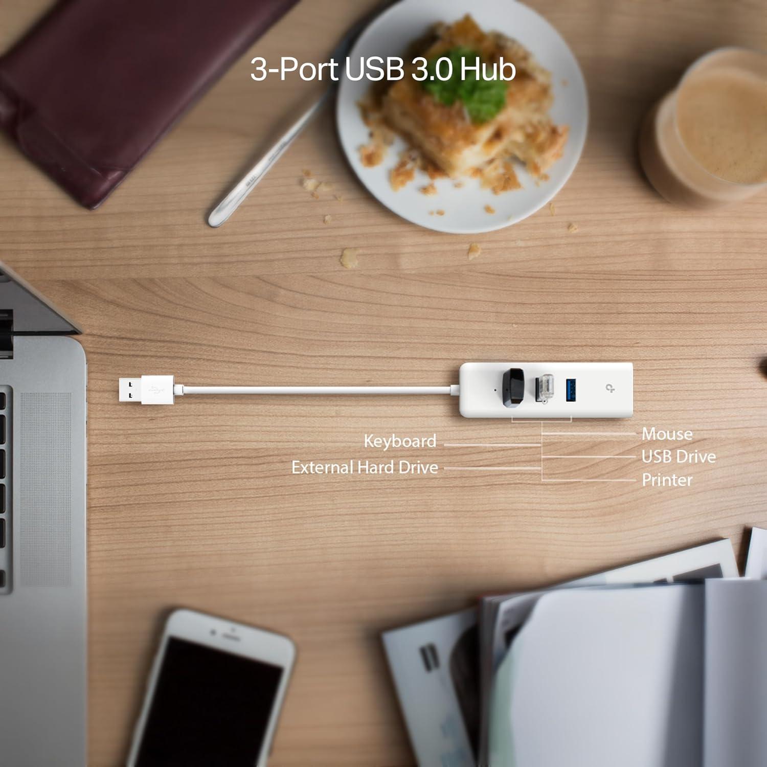 Adaptador USB 3.0 TP-Link UE330 con 3 puertos y Ethernet