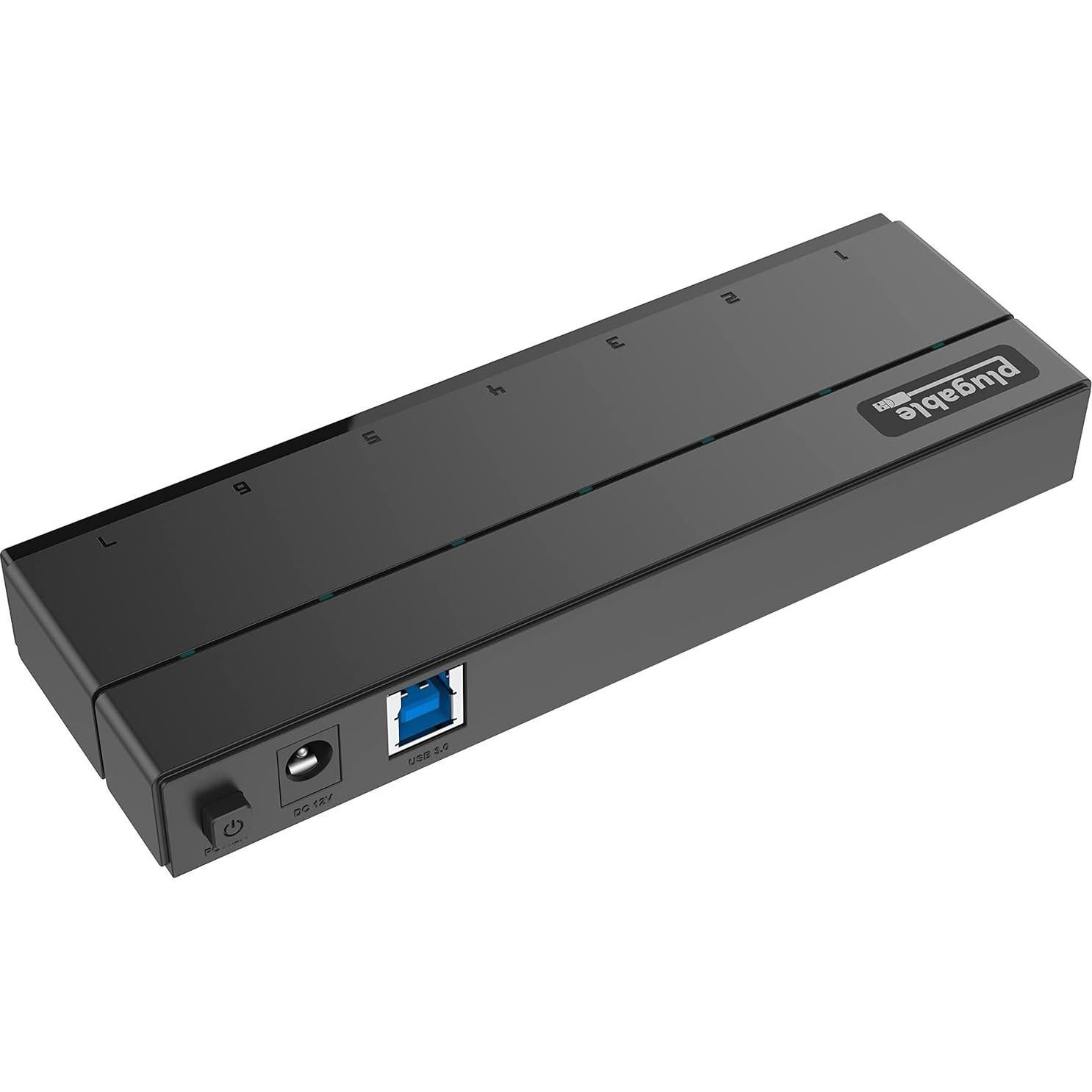 Hub USB 3.0 Plugable 7 Puertos con Adaptador 36W - Negro