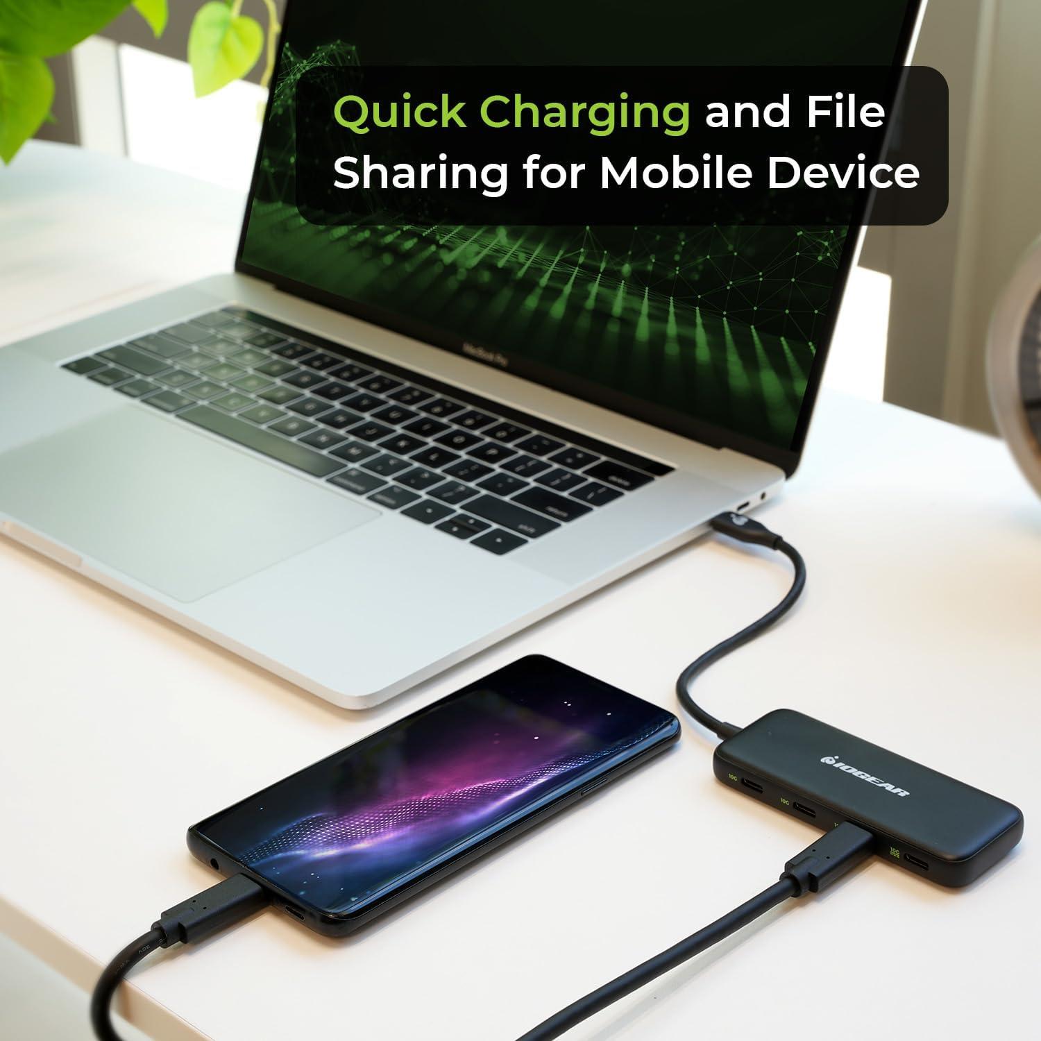 Hub USB-C IOGEAR de 4 Puertos 10Gbps 100W Passthrough