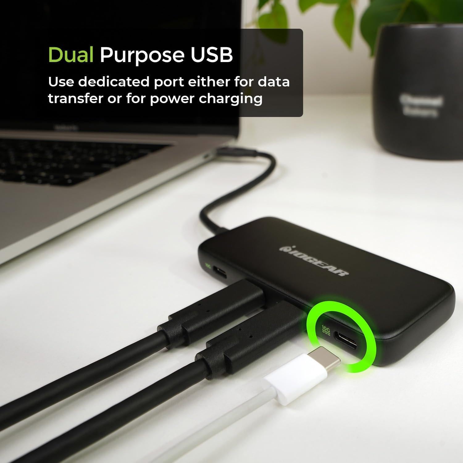 Hub USB-C IOGEAR de 4 Puertos 10Gbps 100W Passthrough