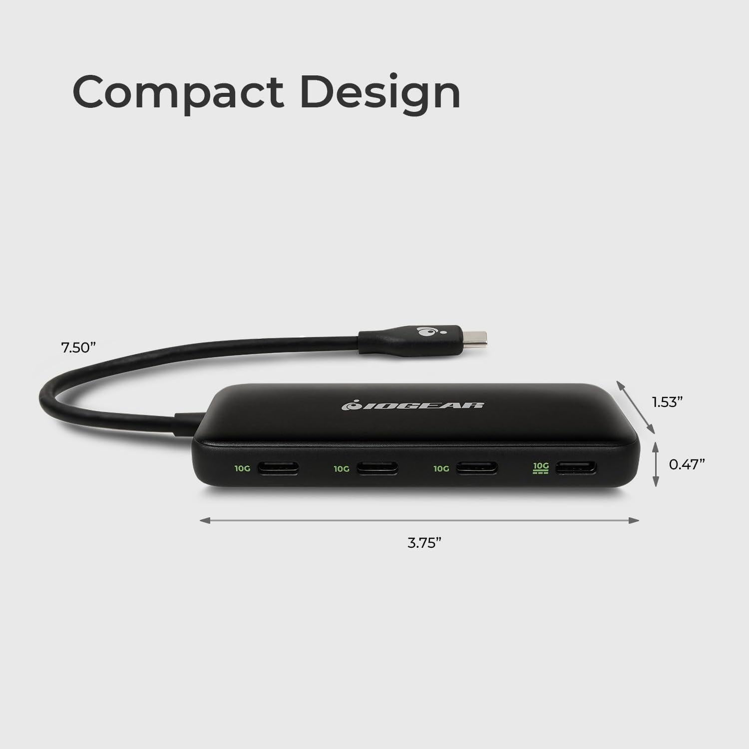 Hub USB-C IOGEAR de 4 Puertos 10Gbps 100W Passthrough