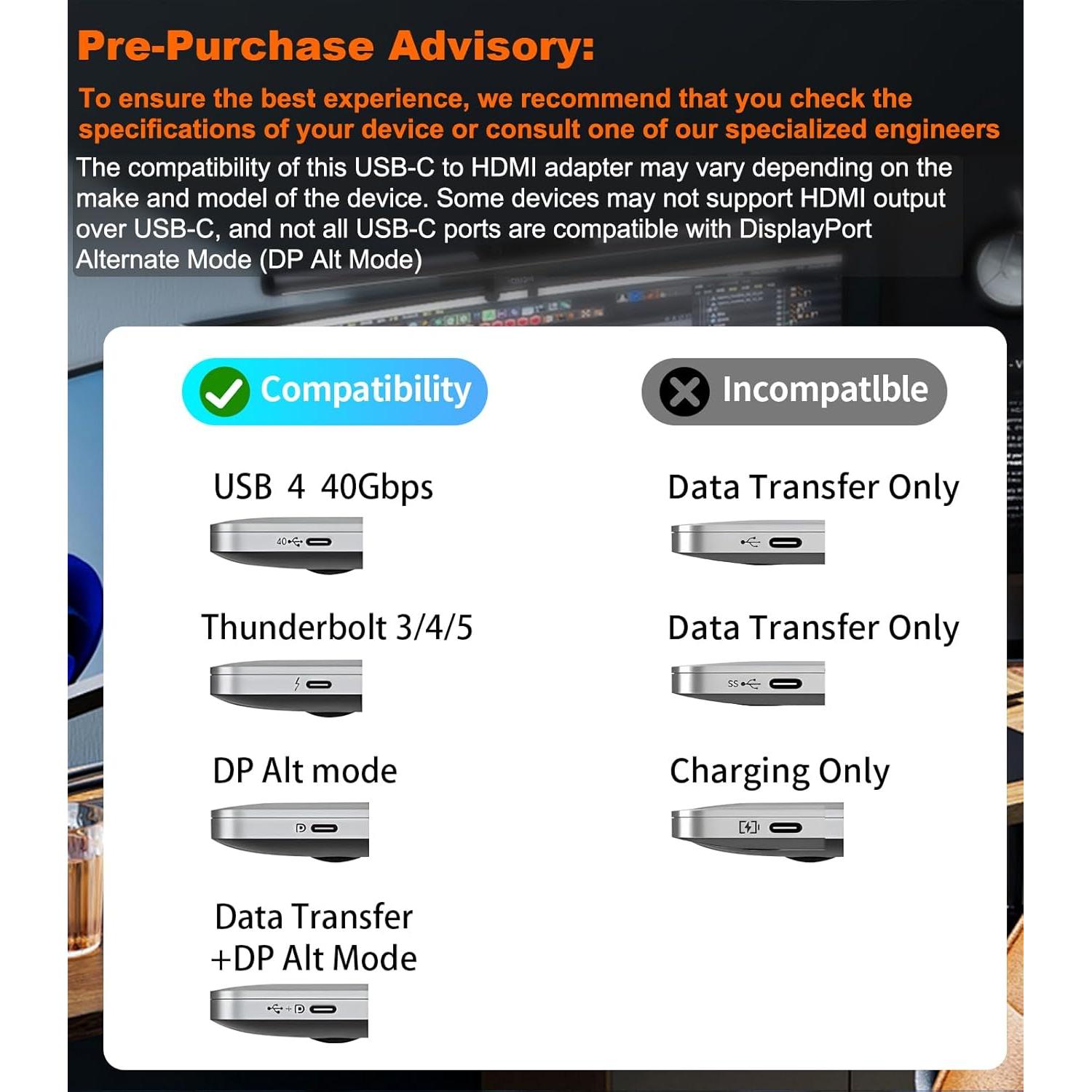 Adaptador USB C a 3 HDMI 4K 60Hz con carga PD 100W - THANDBLE