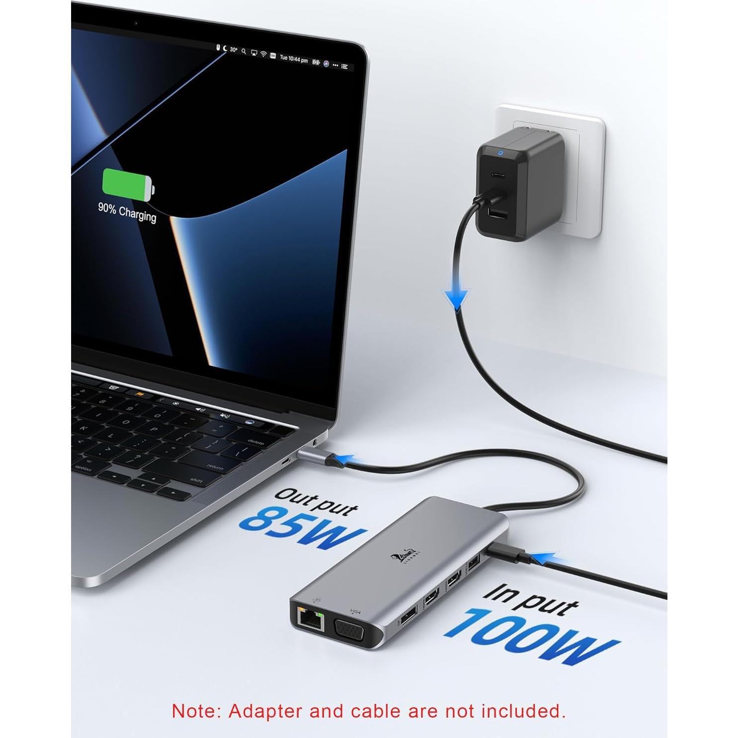 Estación de Acoplamiento LIONWEI 13 en 1 para Laptop 4 Monitores