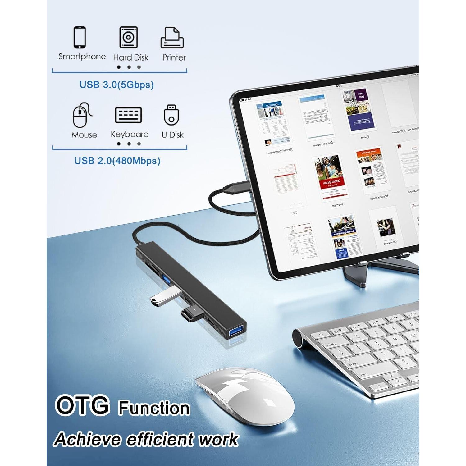 Hub USB C 8 en 1 VIENON con lector de tarjetas SD y puertos USB