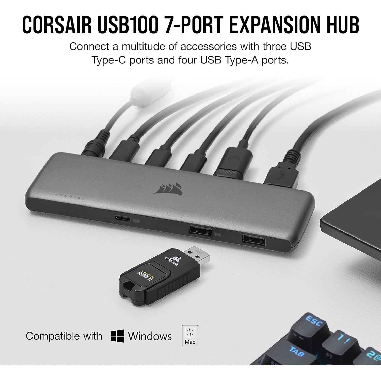 Hub de Expansión USB-C y USB-A Corsair USB100 - 7 Puertos