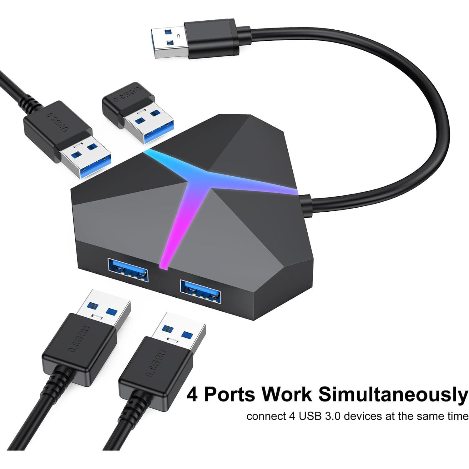Hub USB 3.0 FEMORO 4 Puertos Alta Velocidad 5Gbps