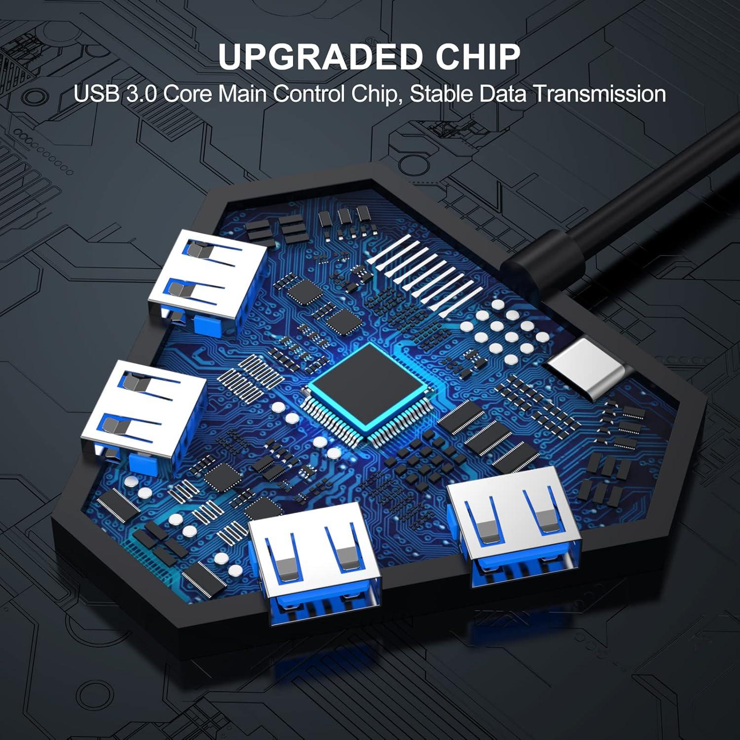 Hub USB 3.0 FEMORO 4 Puertos Alta Velocidad 5Gbps