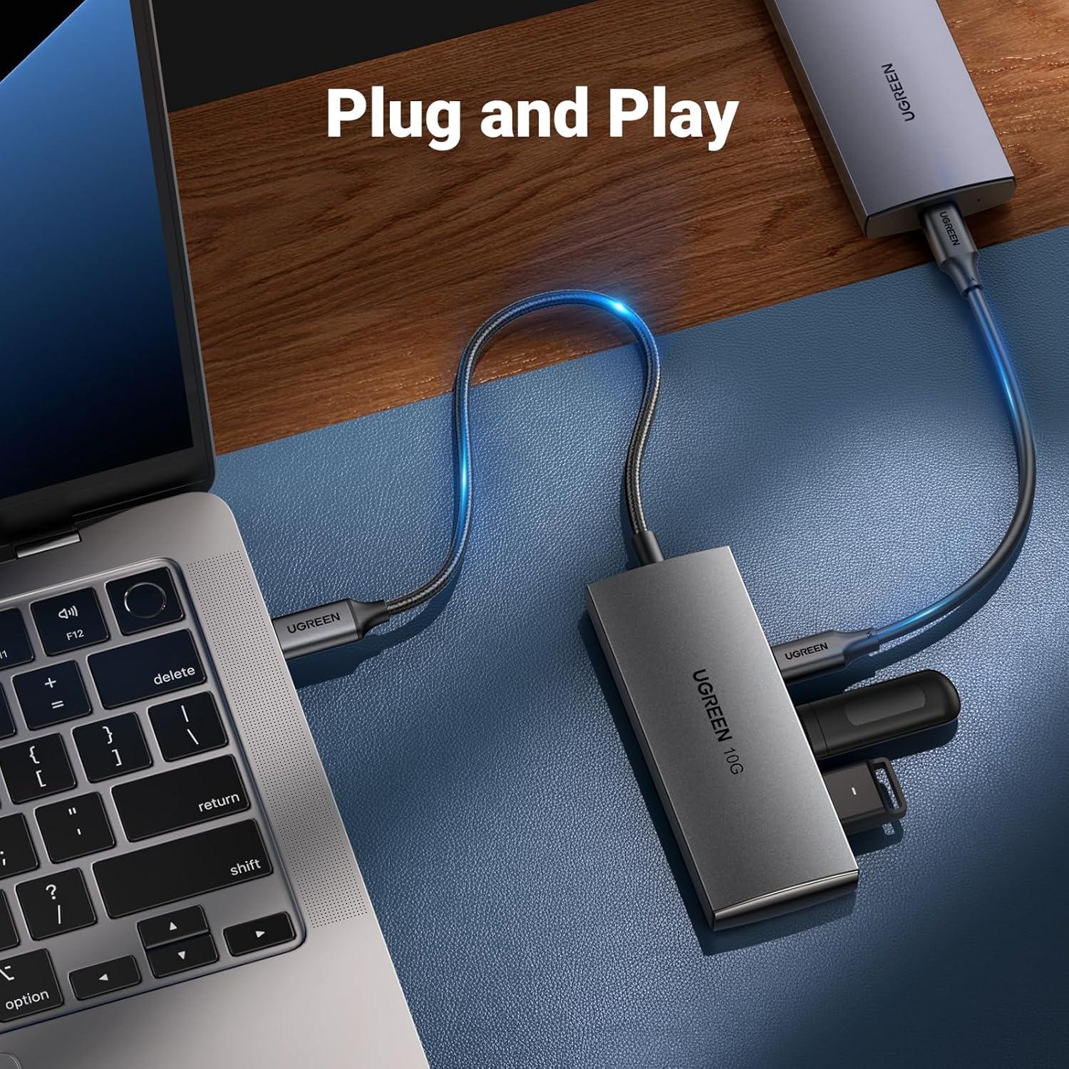 Hub USB C UGREEN 4 Puertos 10Gbps Adaptador Multiport