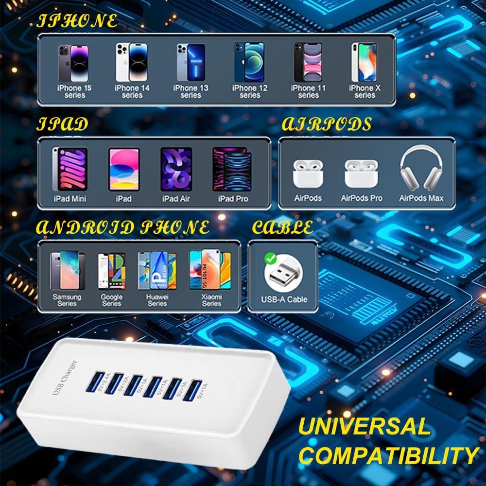 Cargador Rápido USB 30W 6 Puertos Shenzhen Jinziyi