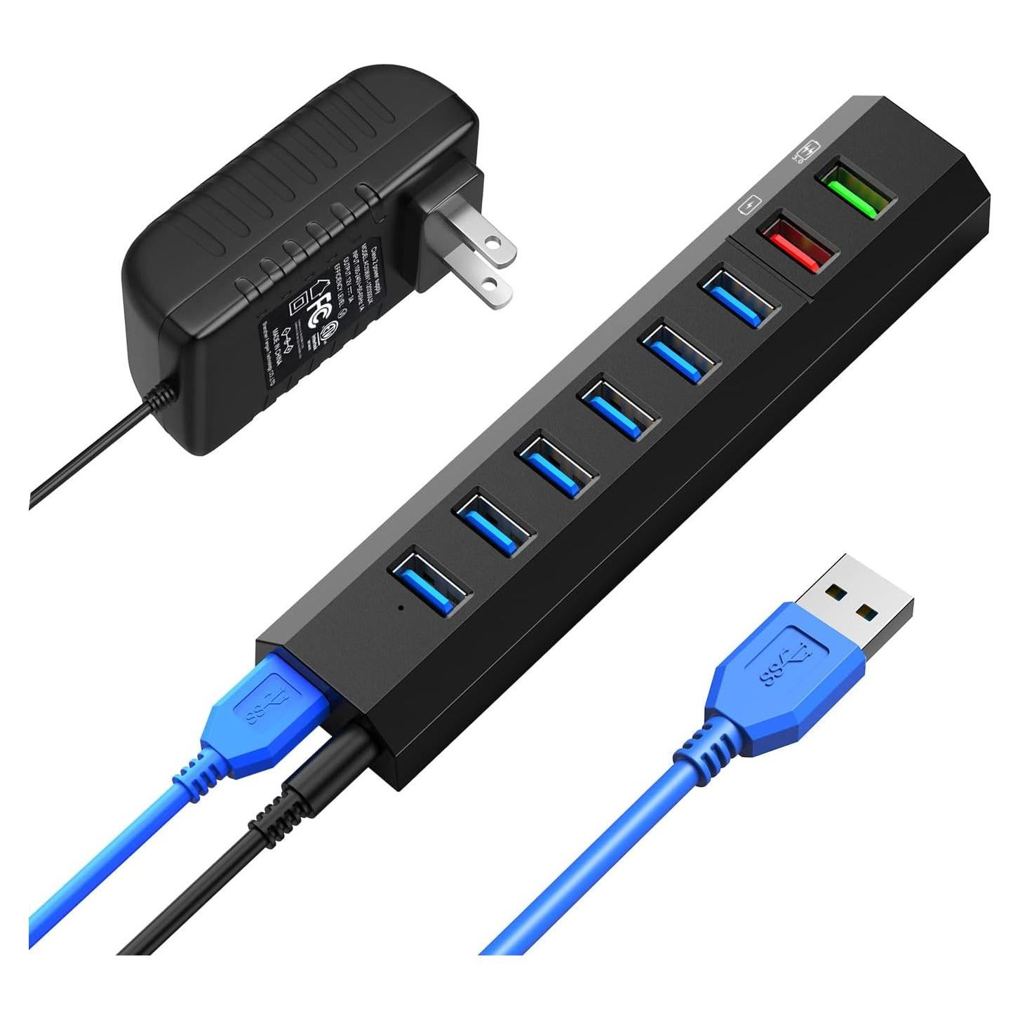 Hub USB 3.0 Alimentado RAOYI 8 Puertos 36W Negro