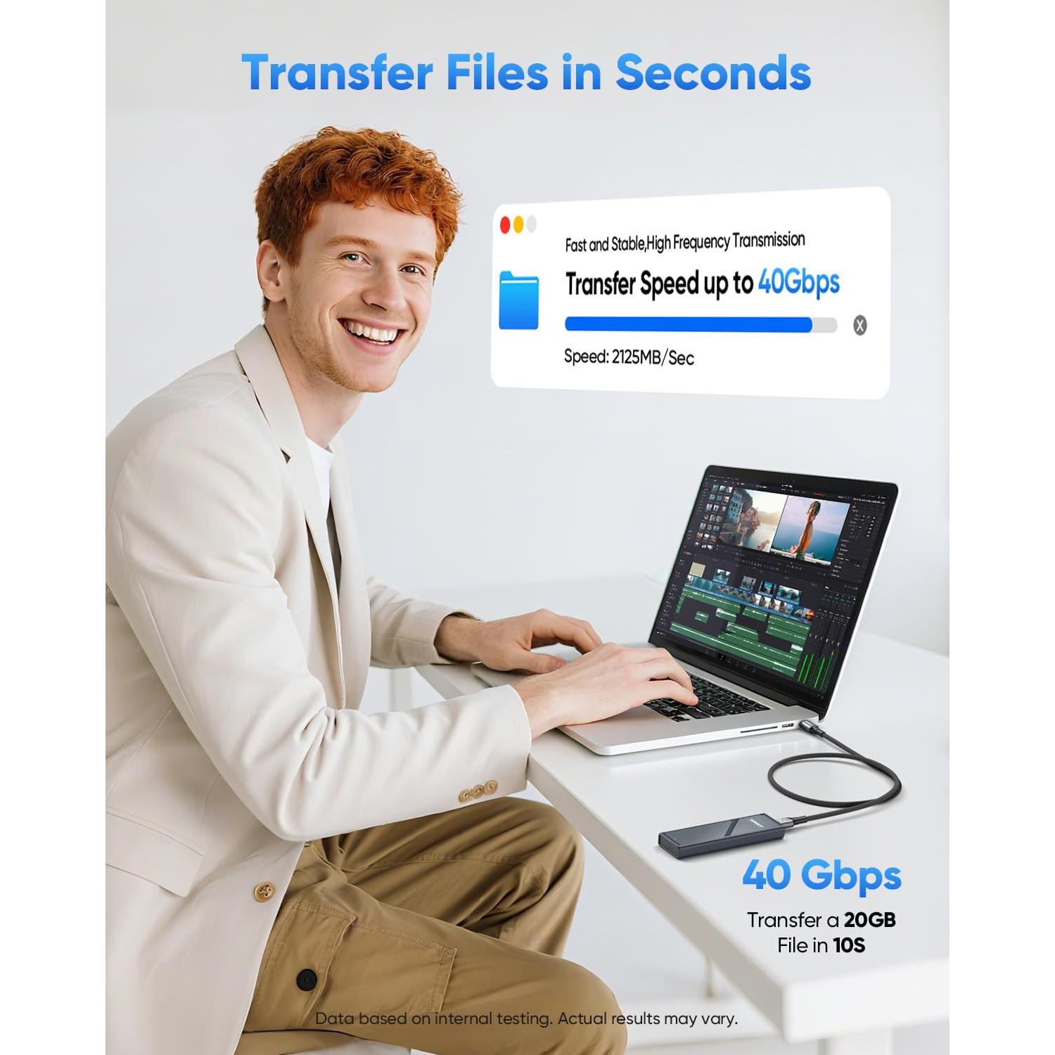 Cable USB 4 SUNGUY Thunderbolt 4 1.2m 40Gbps 240W Carga Rápida