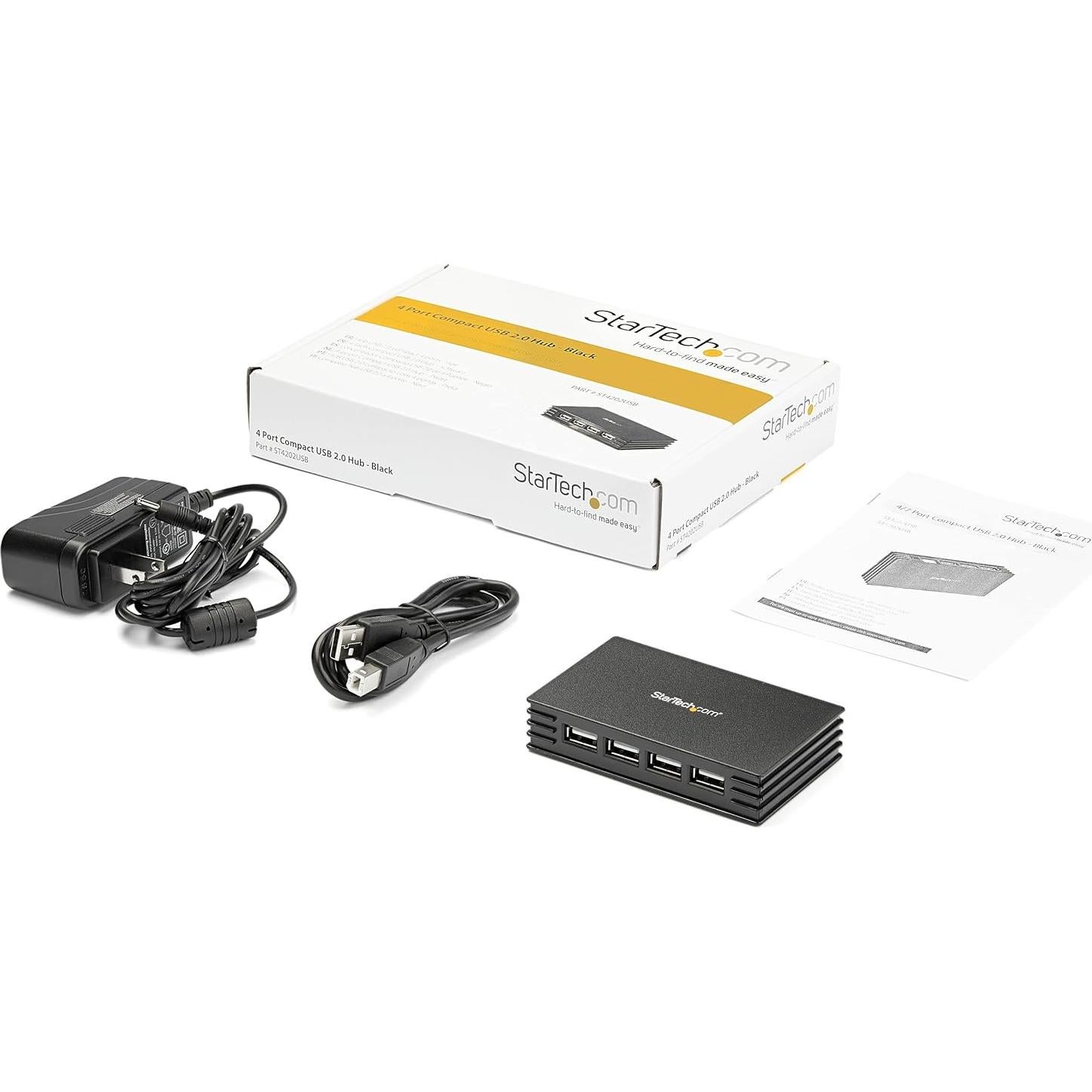 Hub USB 2.0 StarTech.com 4 Puertos Compacto Negro