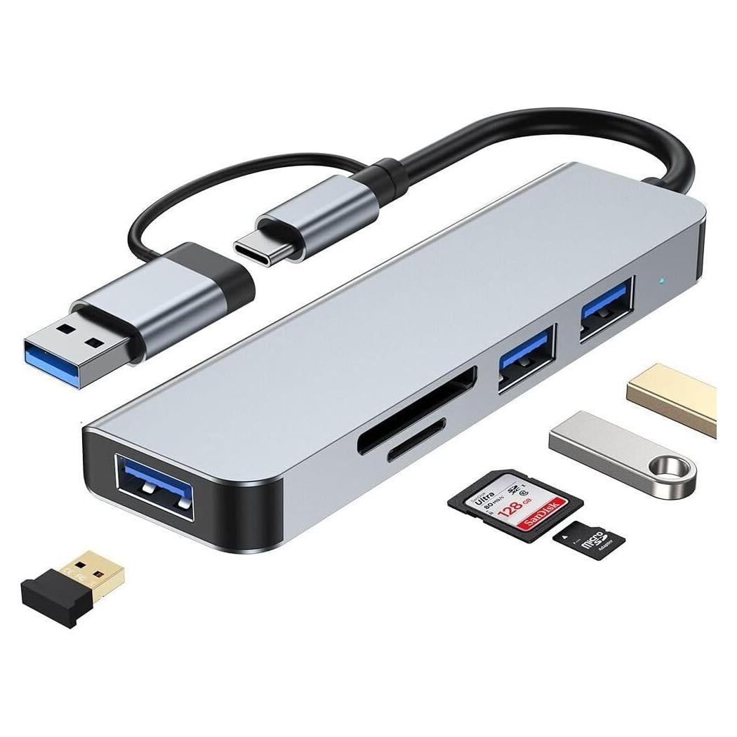 Hub USB-C 5 en 1 VIENON Aluminio con Lector de Tarjetas SD/TF