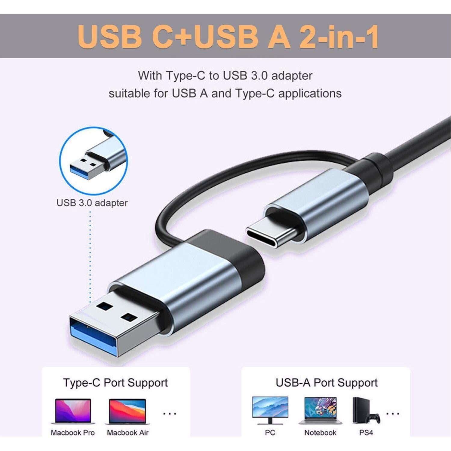 Hub USB-C 5 en 1 VIENON Aluminio con Lector de Tarjetas SD/TF