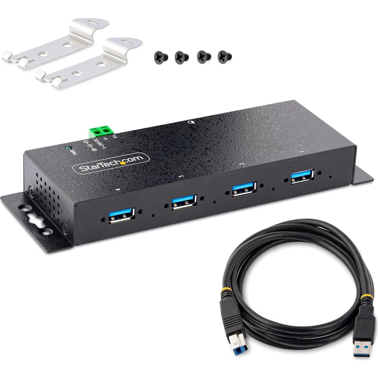 Hub USB Industrial 4 Puertos StarTech 5Gbps ESD Montable