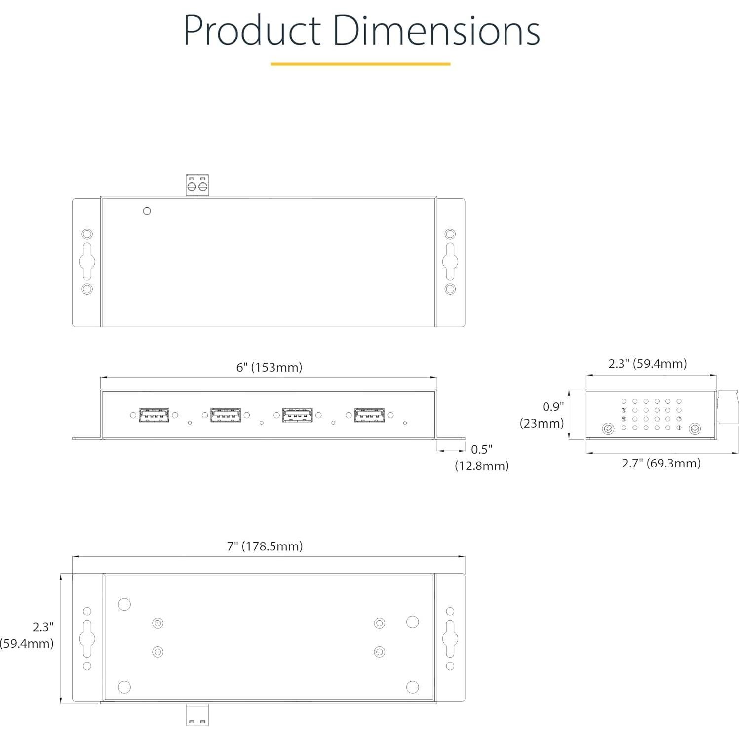 Hub USB Industrial 4 Puertos StarTech 5Gbps ESD Montable