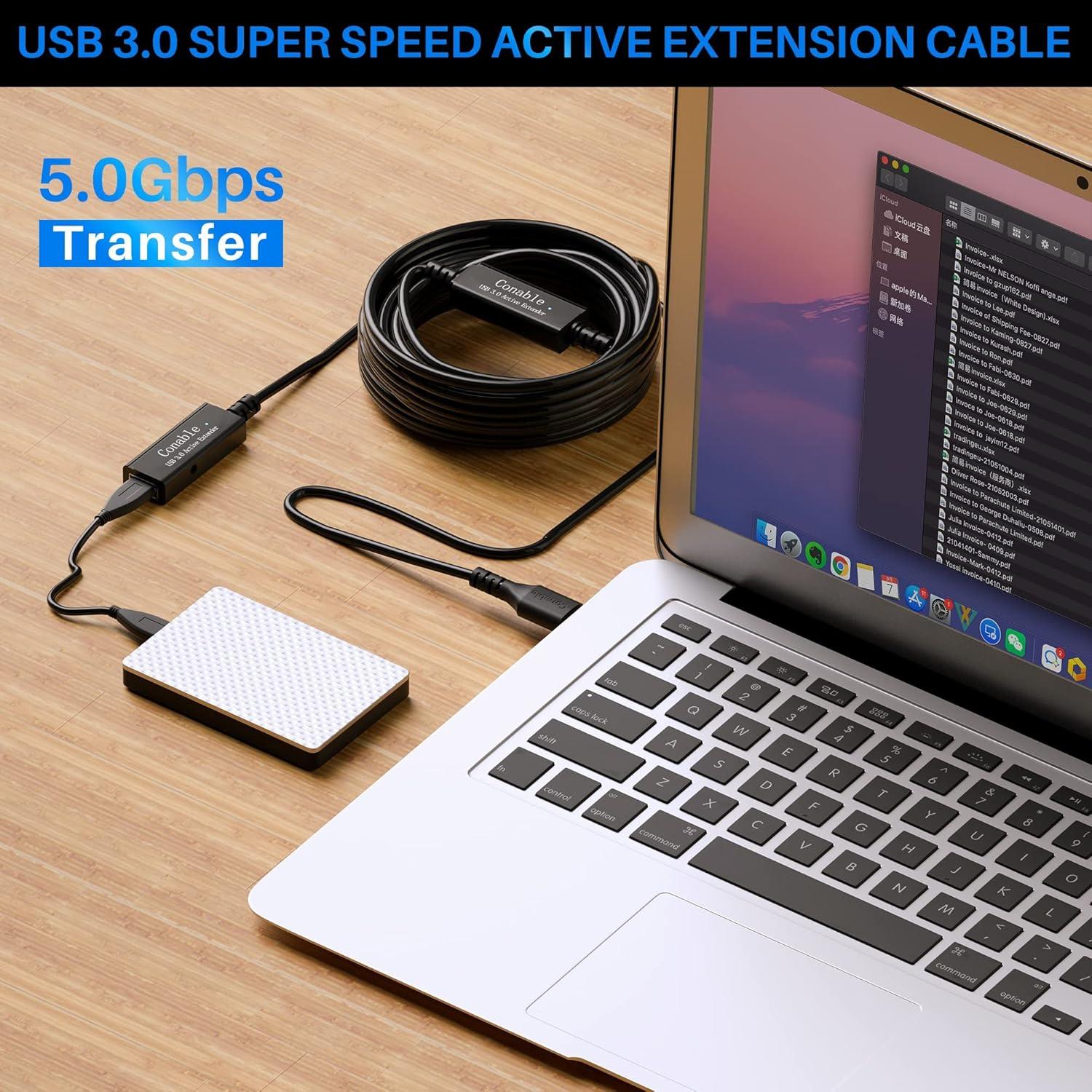 Cable Extensión Activo USB 3.0 Conable 10.67m 5Gbps