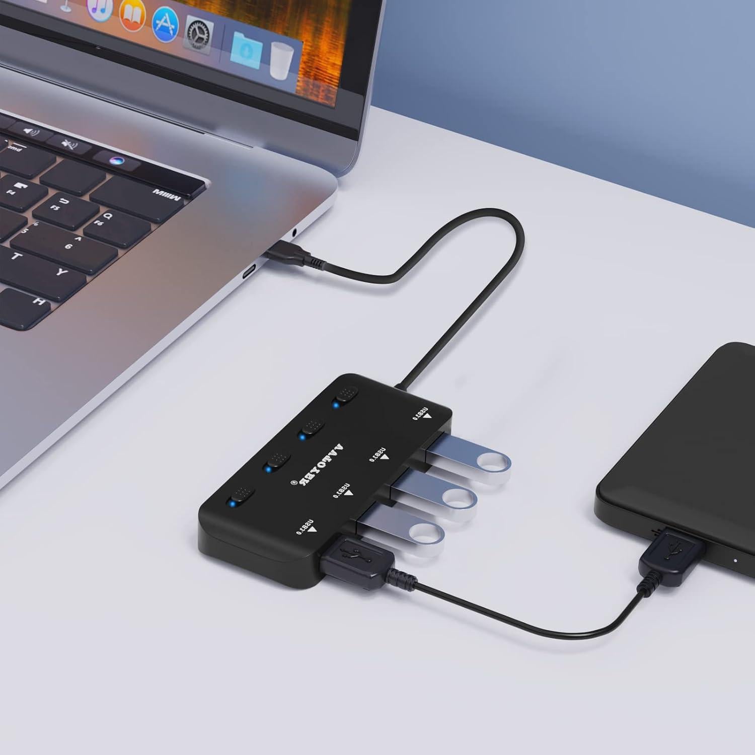 Hub USB 3.0 VVTOYER de 4 Puertos con Interruptores Individuales