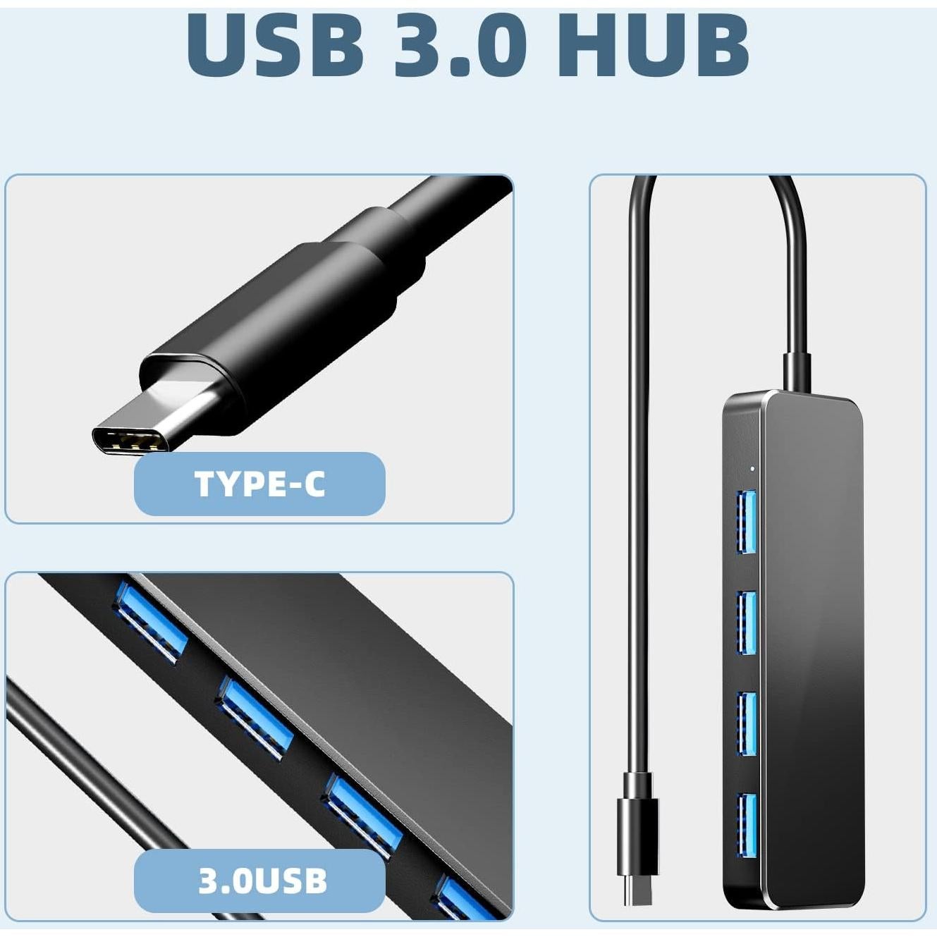 Hub USB C 4 Puertos Eanetf Tipo C a USB 3.0 5Gbps