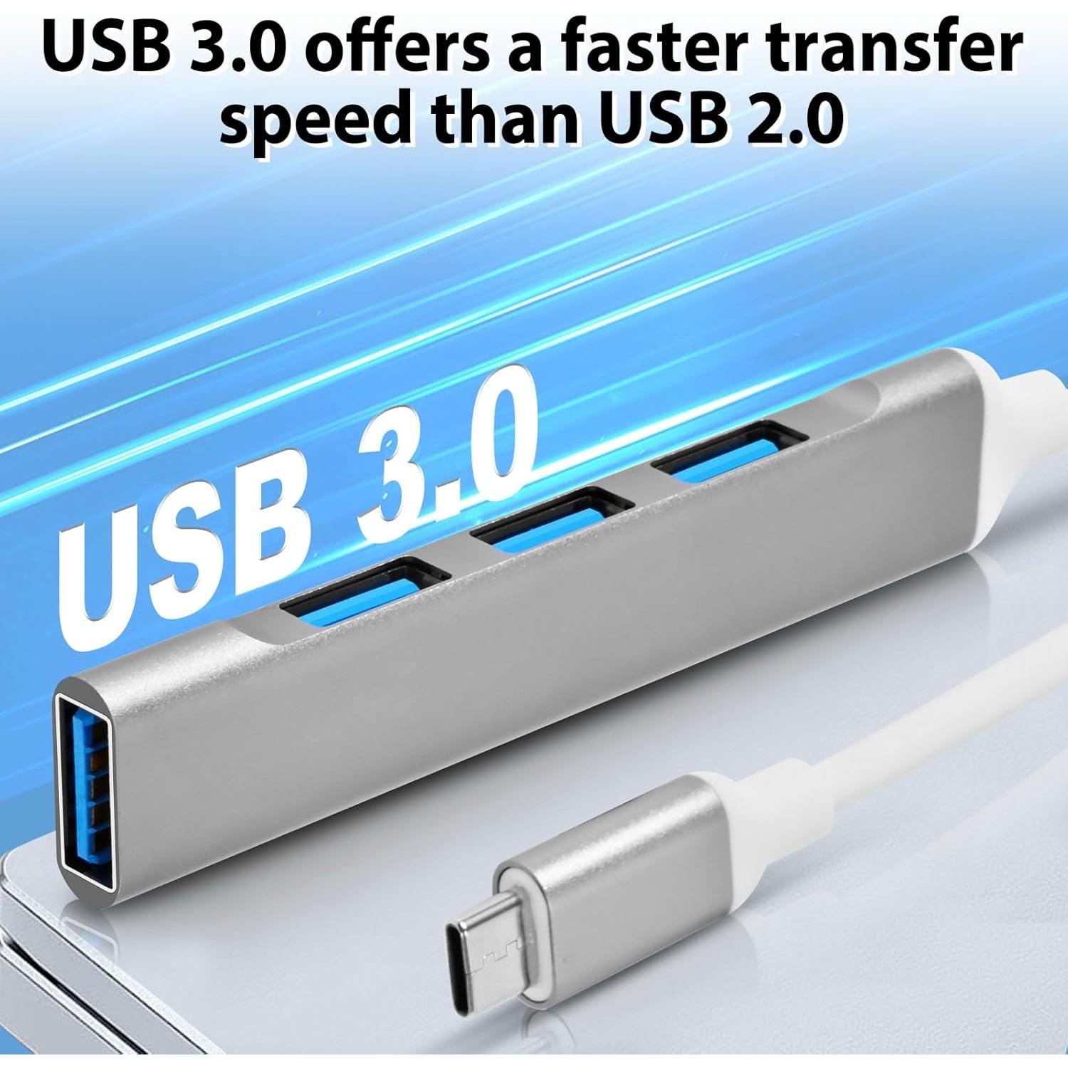 Hub USB C 4 Puertos QAJOPFN Adaptador Aluminio 22.2x0.8cm