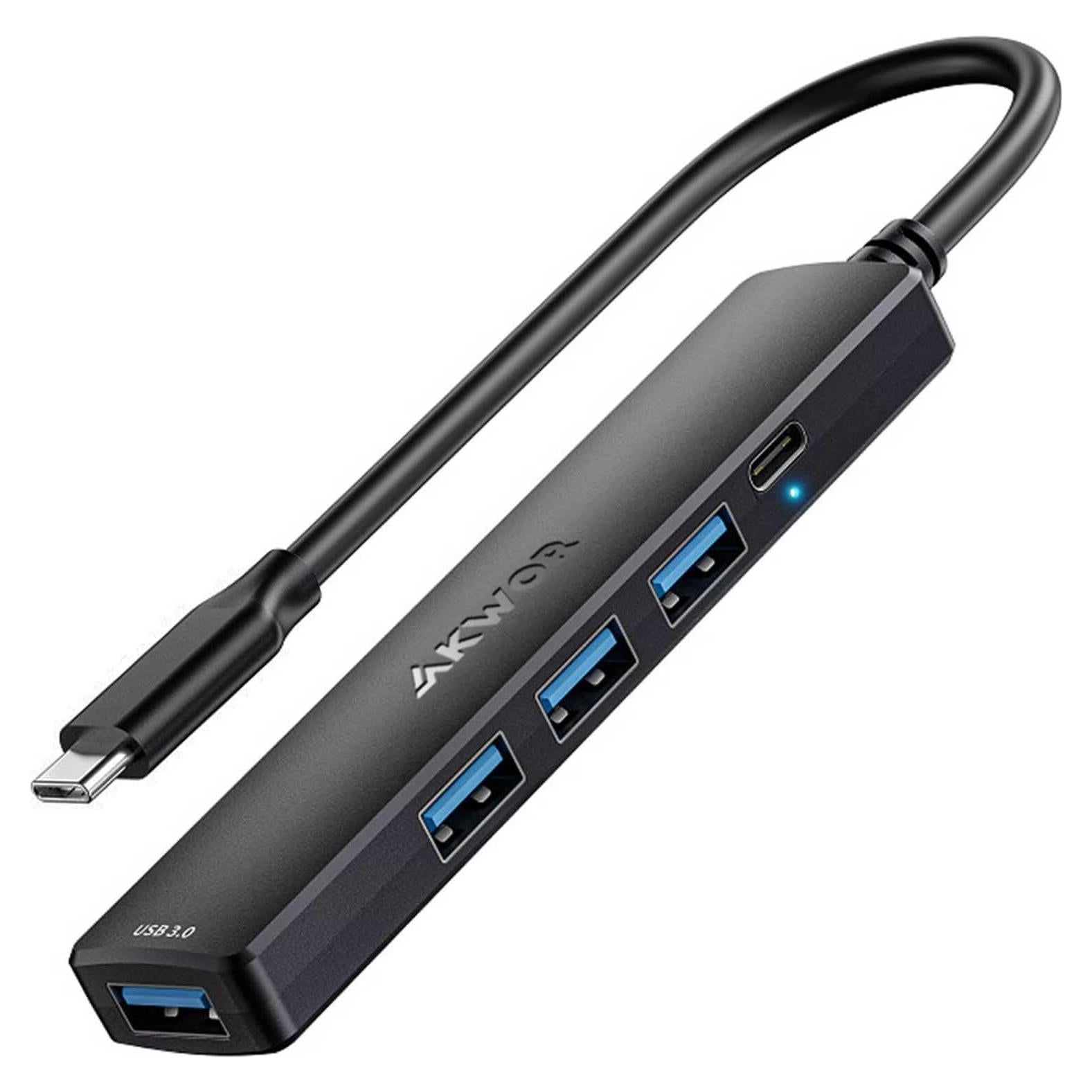 Hub USB C AKWOR 5 en 1 con Alimentación y Datos