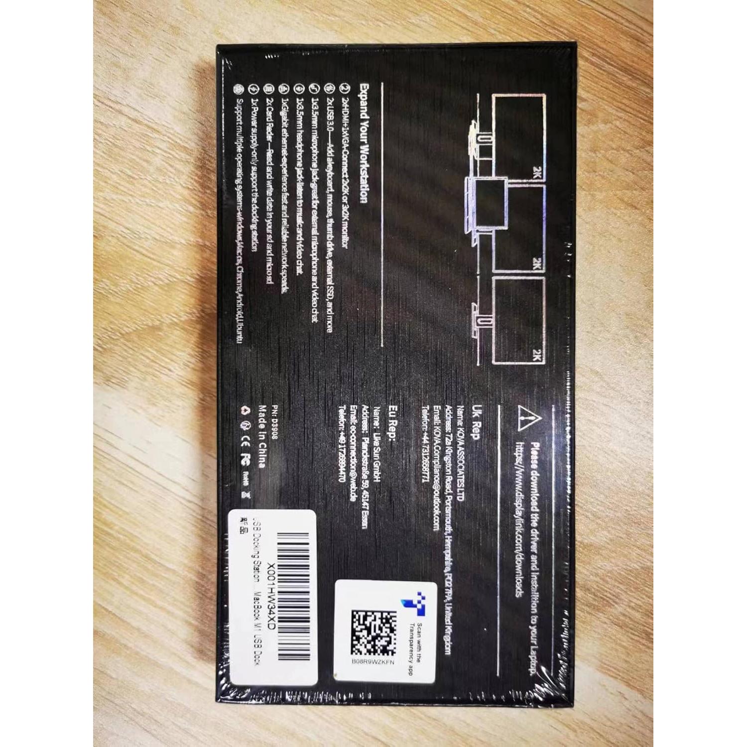 Estación de Acoplamiento USB C GIQ D3908 HDMI VGA 11 en 1 Gris