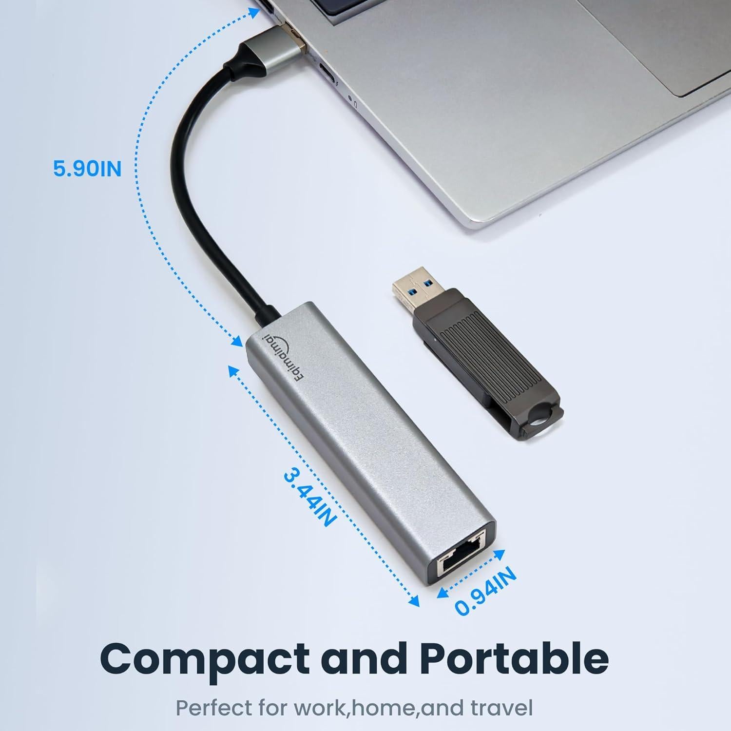 Hub USB 3.0 con Adaptador Ethernet EQIMAIMAI 1Gbps