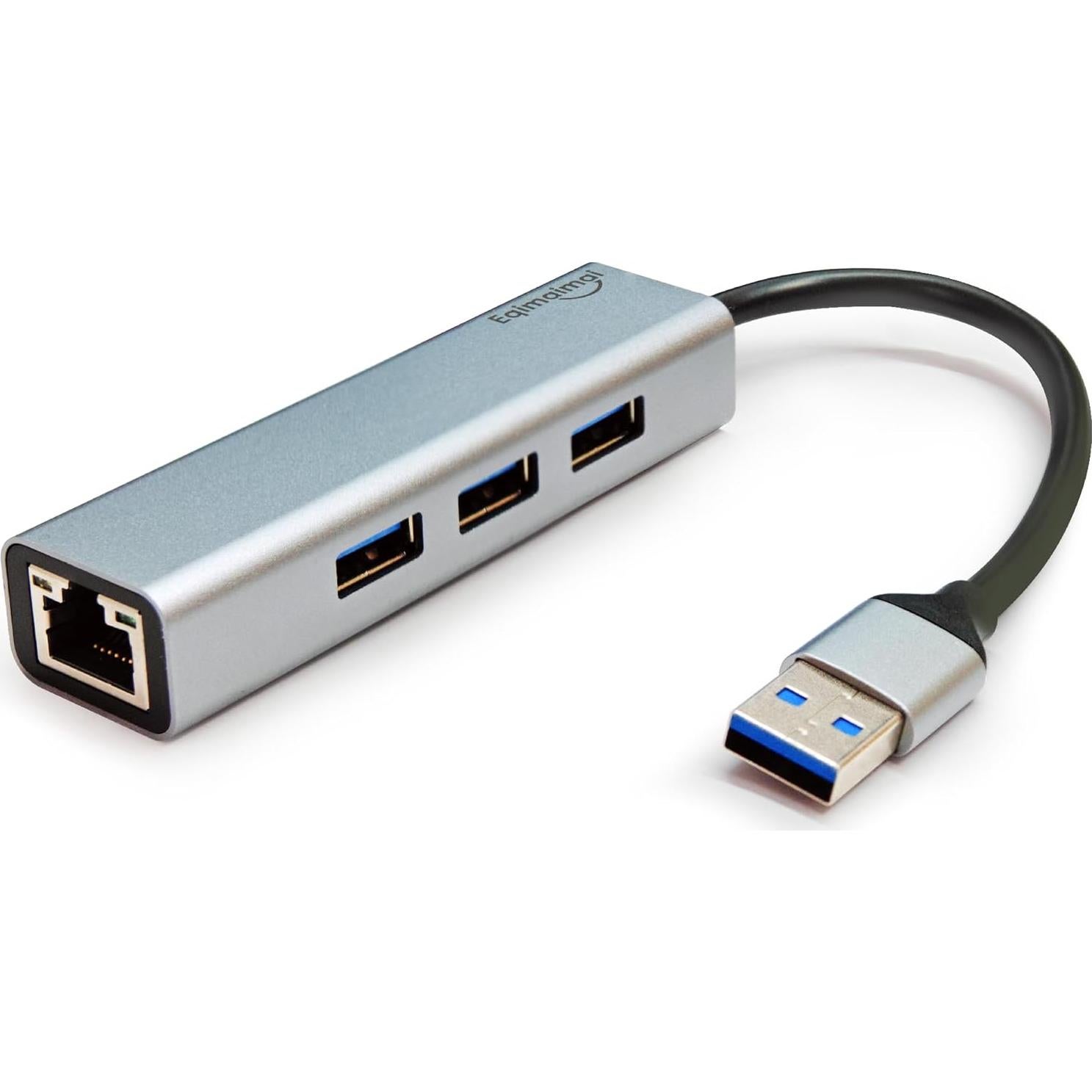 Hub USB 3.0 con Adaptador Ethernet EQIMAIMAI 1Gbps