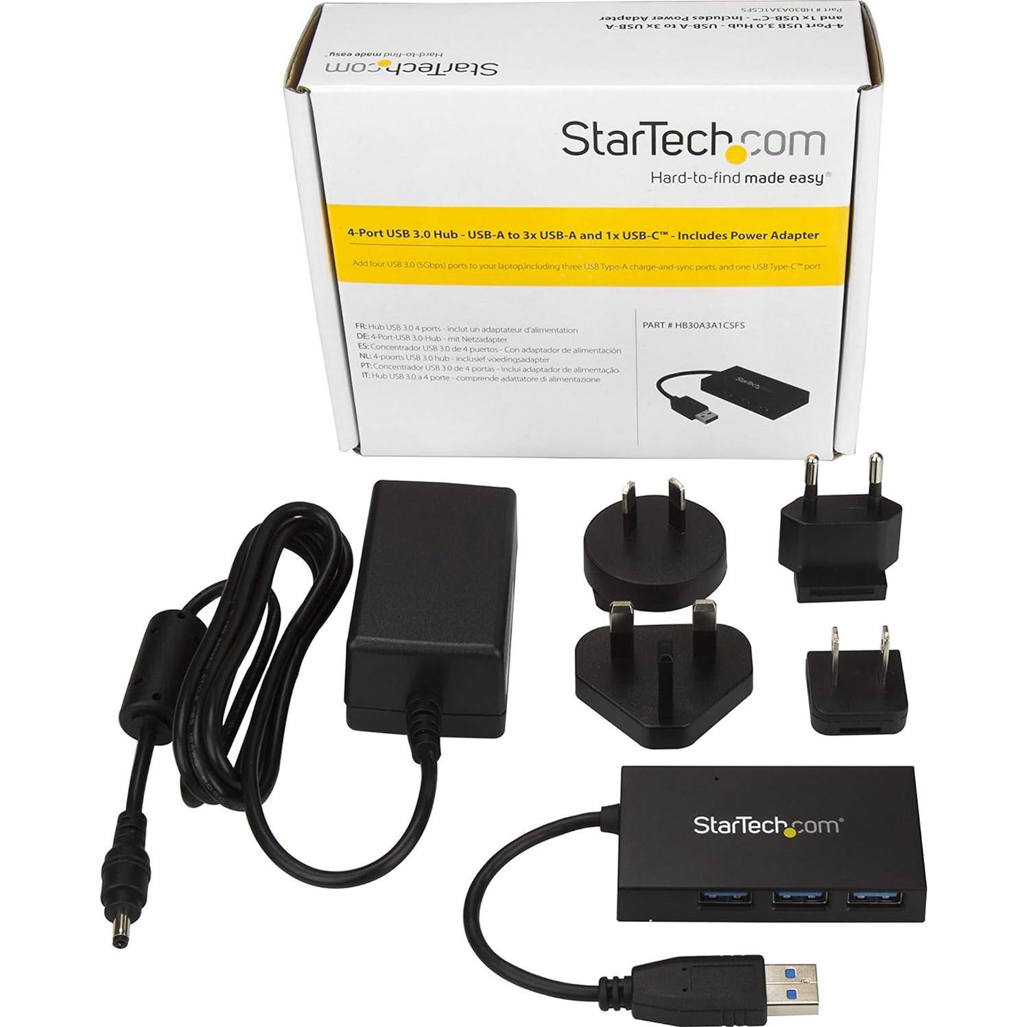 Hub USB 3.0 StarTech 4 Puertos Tipo-A y Tipo-C 5Gbps