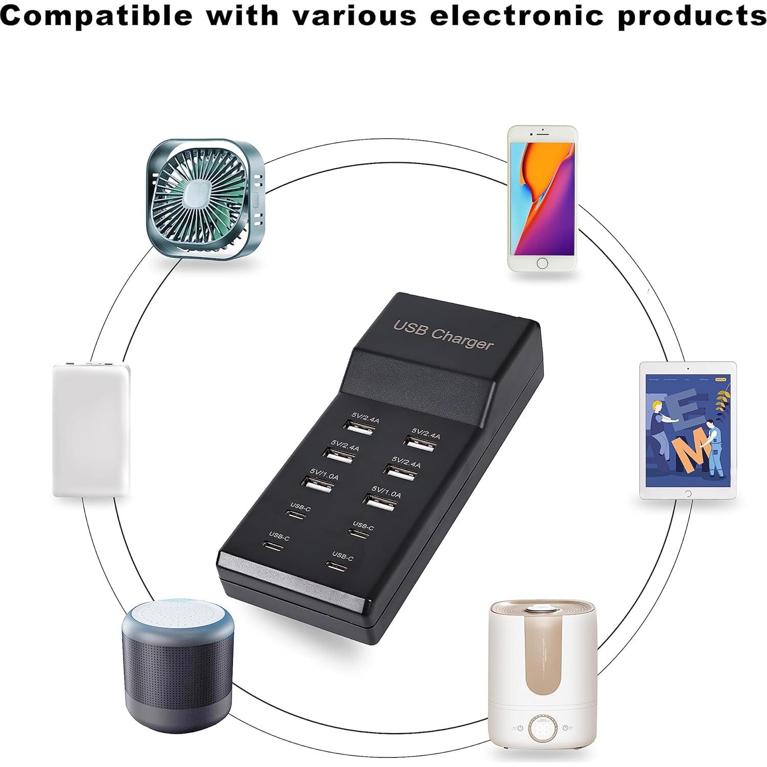 Estación de Carga USB 50W 10 Puertos Dongguan - Carga Rápida