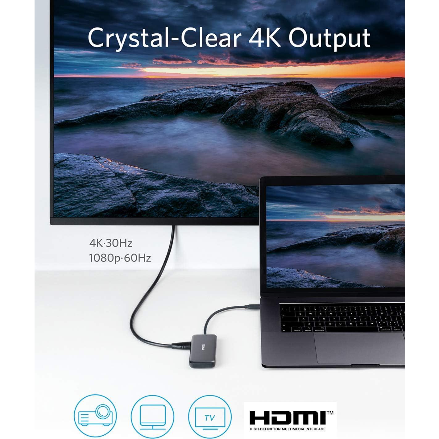 Hub USB-C Anker 5-en-1 con HDMI 4K y 2 Puertos USB 3.0