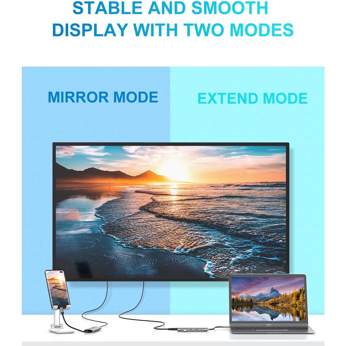 Adaptador USB C 5 en 1 AorZ HDMI 4K, 3 Puertos USB 3.0