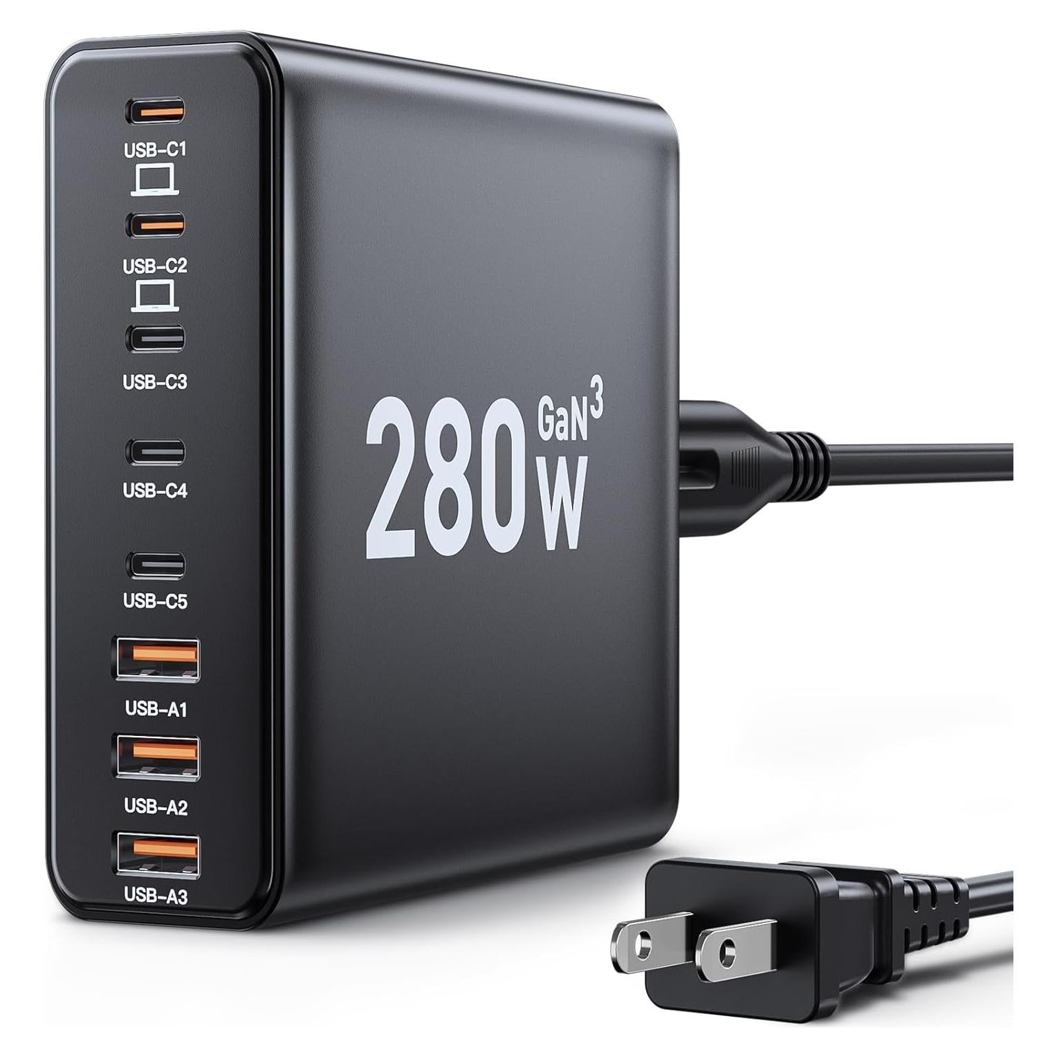 Cargador USB C 280W Ediliow Estación de Carga 8 Puertos