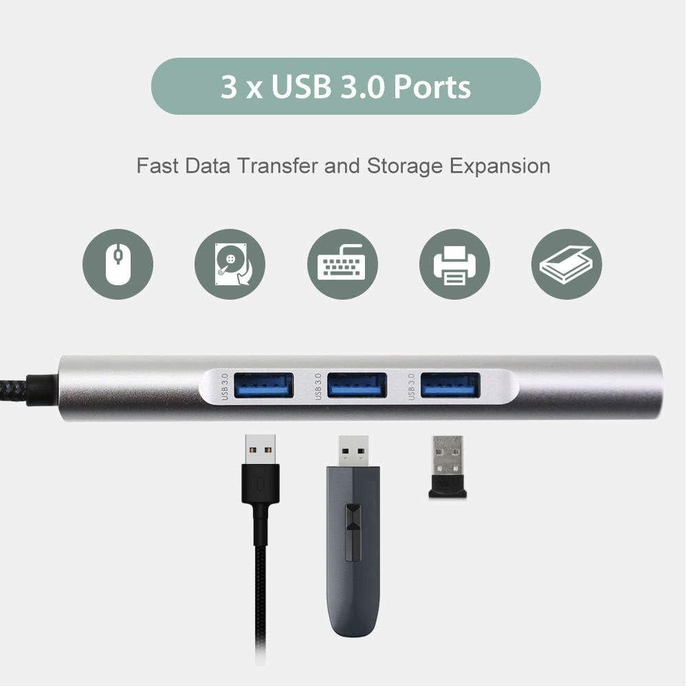 Hub USB-C 9 en 1 CviLux con HDMI 4K, 3 USB 3.0, Ethernet