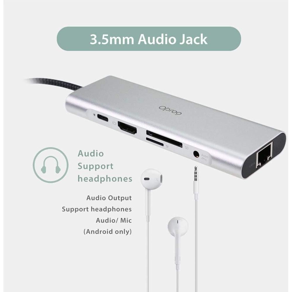 Hub USB-C 9 en 1 CviLux con HDMI 4K, 3 USB 3.0, Ethernet