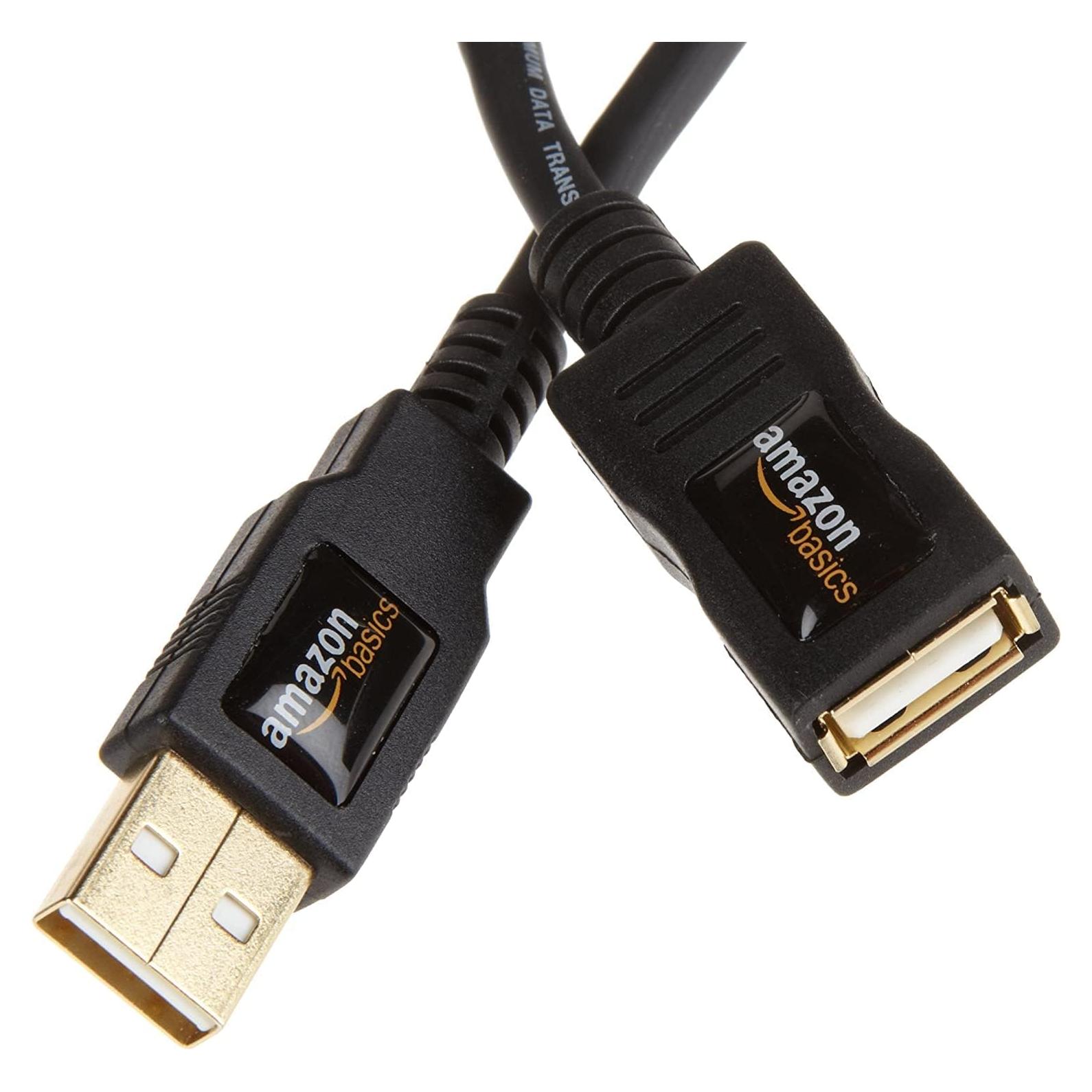 Cable de Extensión USB 2.0 Amazon Basics Macho a Hembra 2m