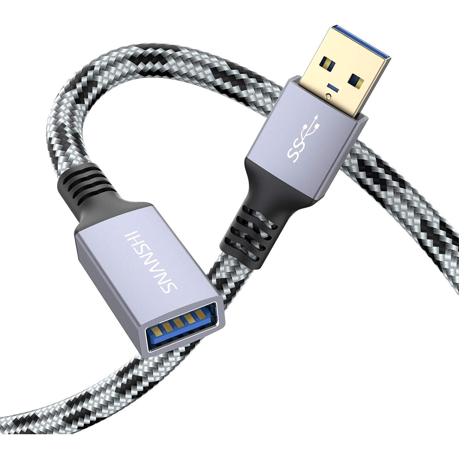 Cable Extensión USB 3.0 SNANSHI 2Pack 1m y 3m Macho a Hembra
