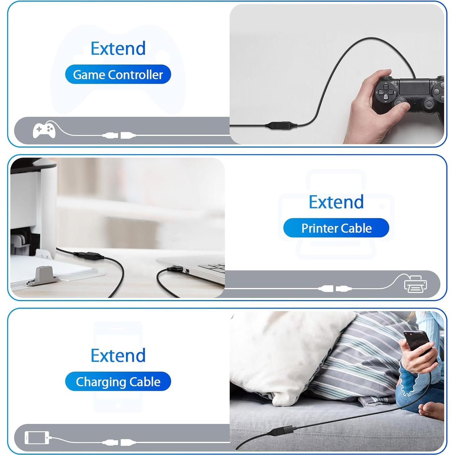 Cable de Extensión USB 3.0 1.83m Macho a Hembra - Negro