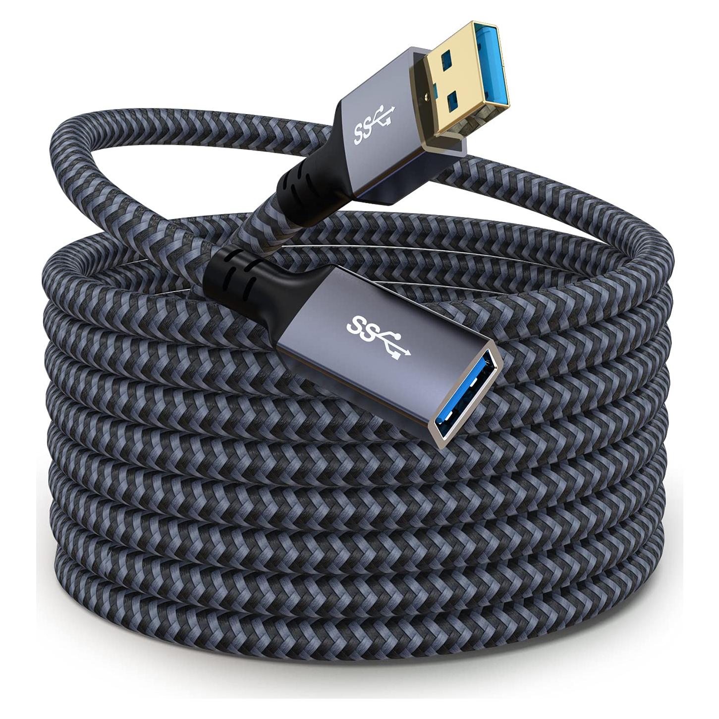 Cable de Extensión USB 3.0 Hisatey 6.1m Trenzado Nylon