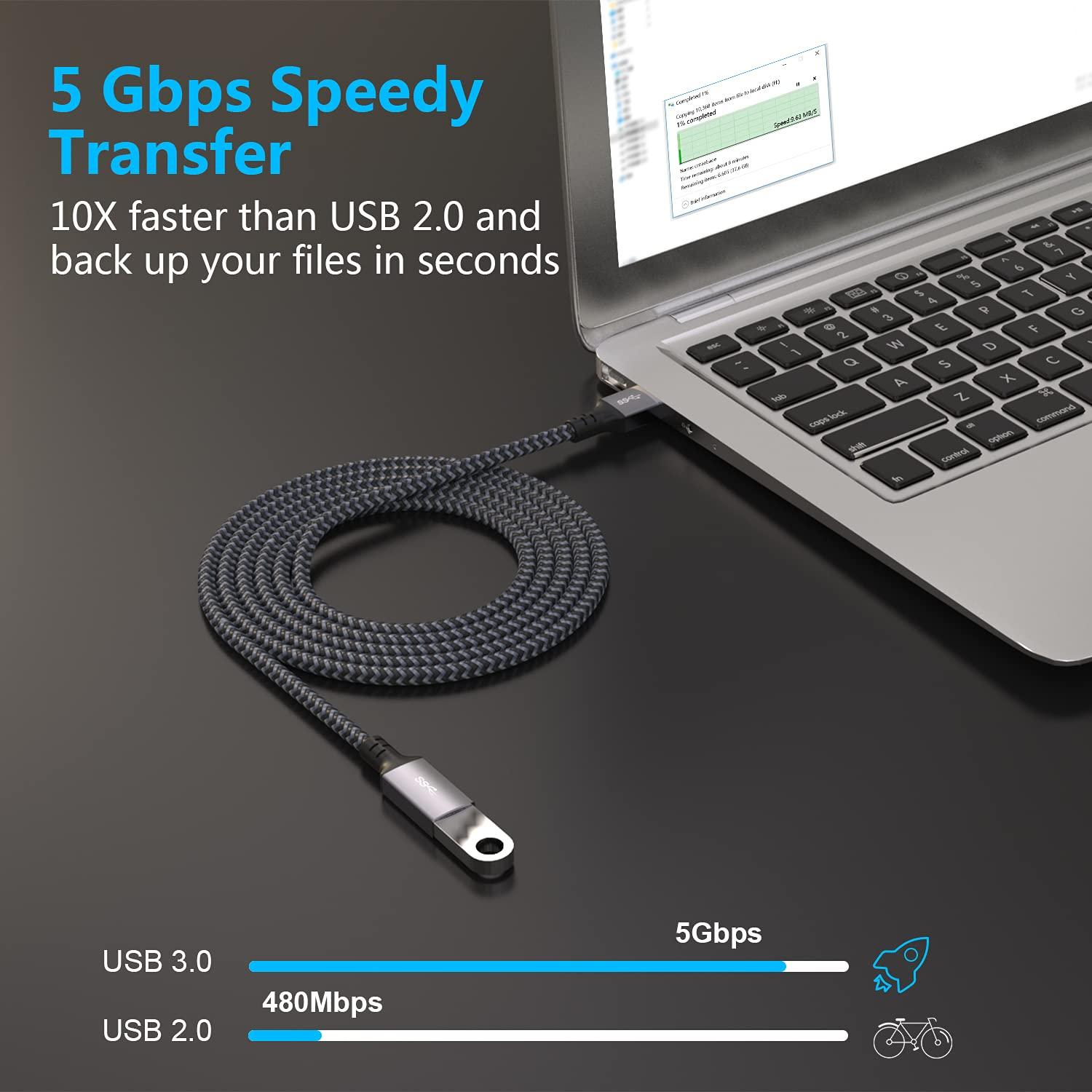 Cable de Extensión USB 3.0 Hisatey 6.1m Trenzado Nylon