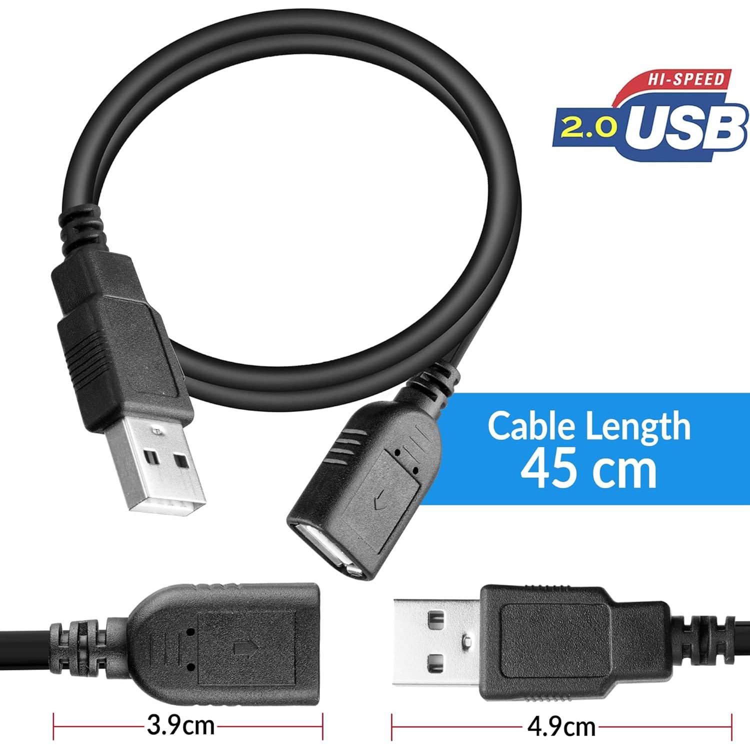 Cable Extensión USB 2.0 Macho a Hembra SaiTech IT 45cm Negro